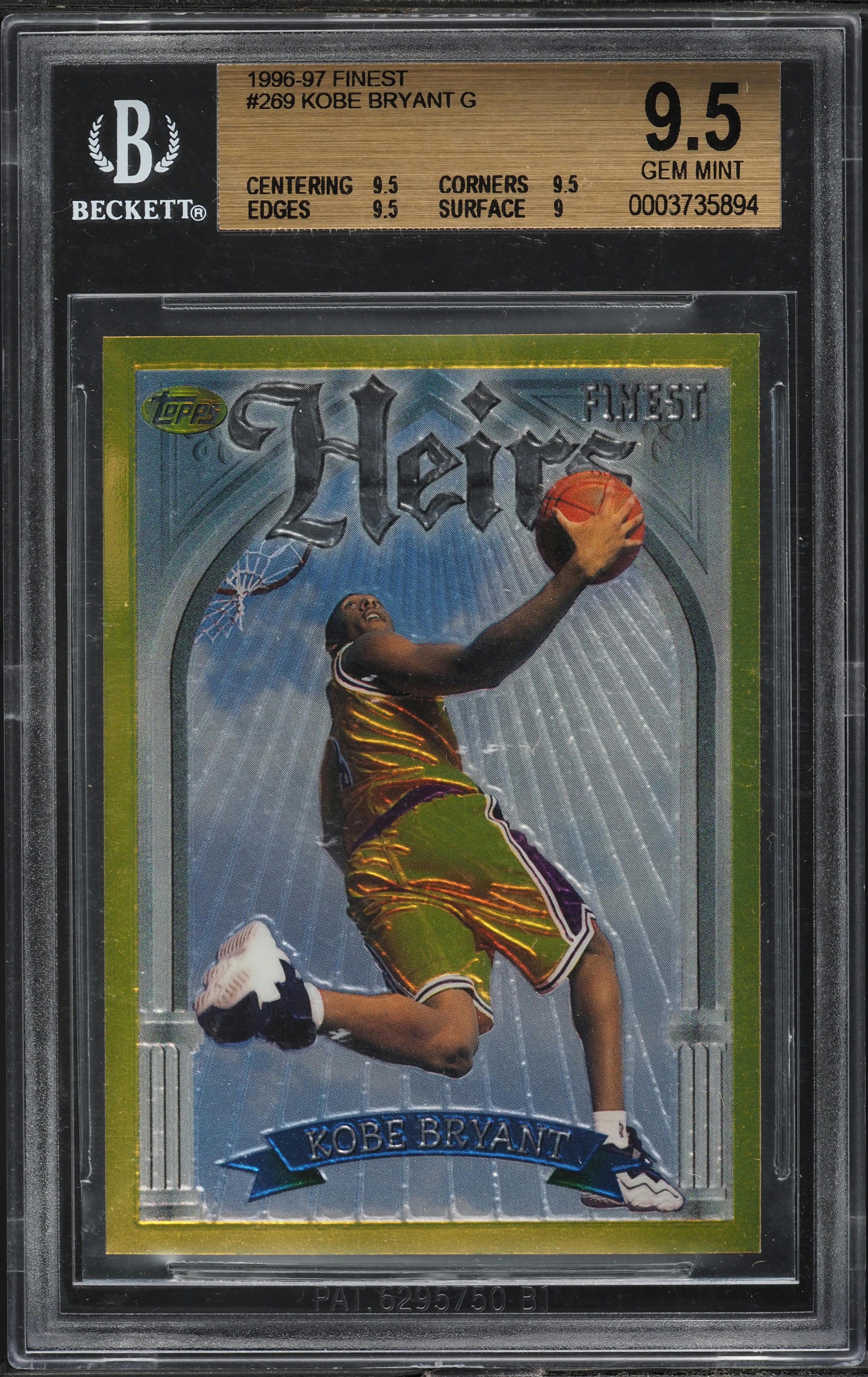 1996 Finest Basketball Kobe Bryant ROOKIE #269 BGS 9.5 GEM MINT