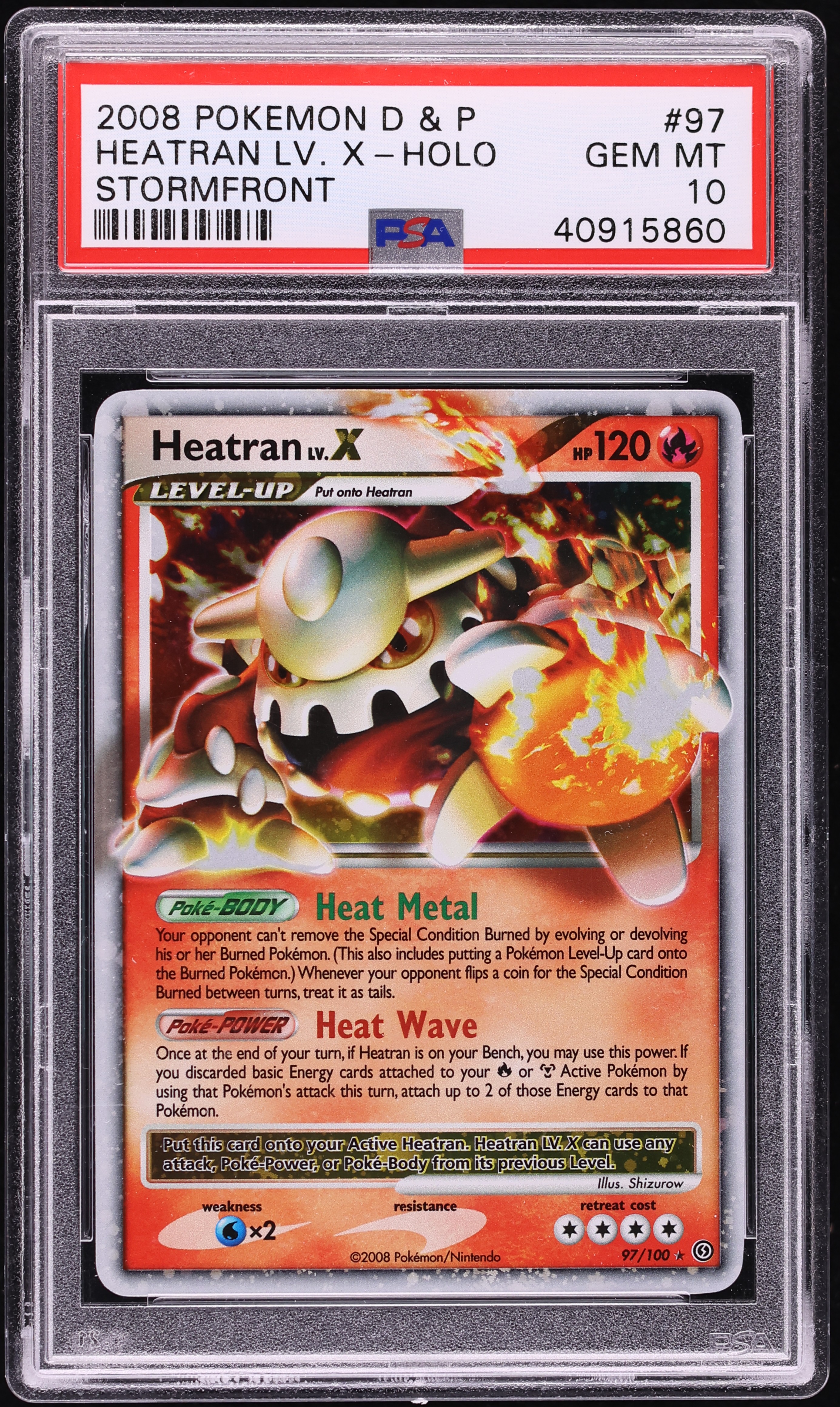 2008 Pokemon Diamond & Pearl Stormfront Holo Heatran LV.X #97 PSA 10 GEM MINT
