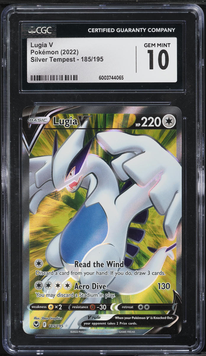 2022 Pokemon Sword & Shield Silver Tempest Full Art Lugia V #185 CGC 10 GEM MINT