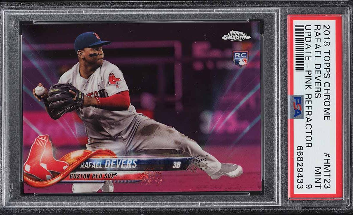 2018 Topps Chrome Update Pink Refractor Rafael Devers ROOKIE #HMT23 PSA 9 MINT