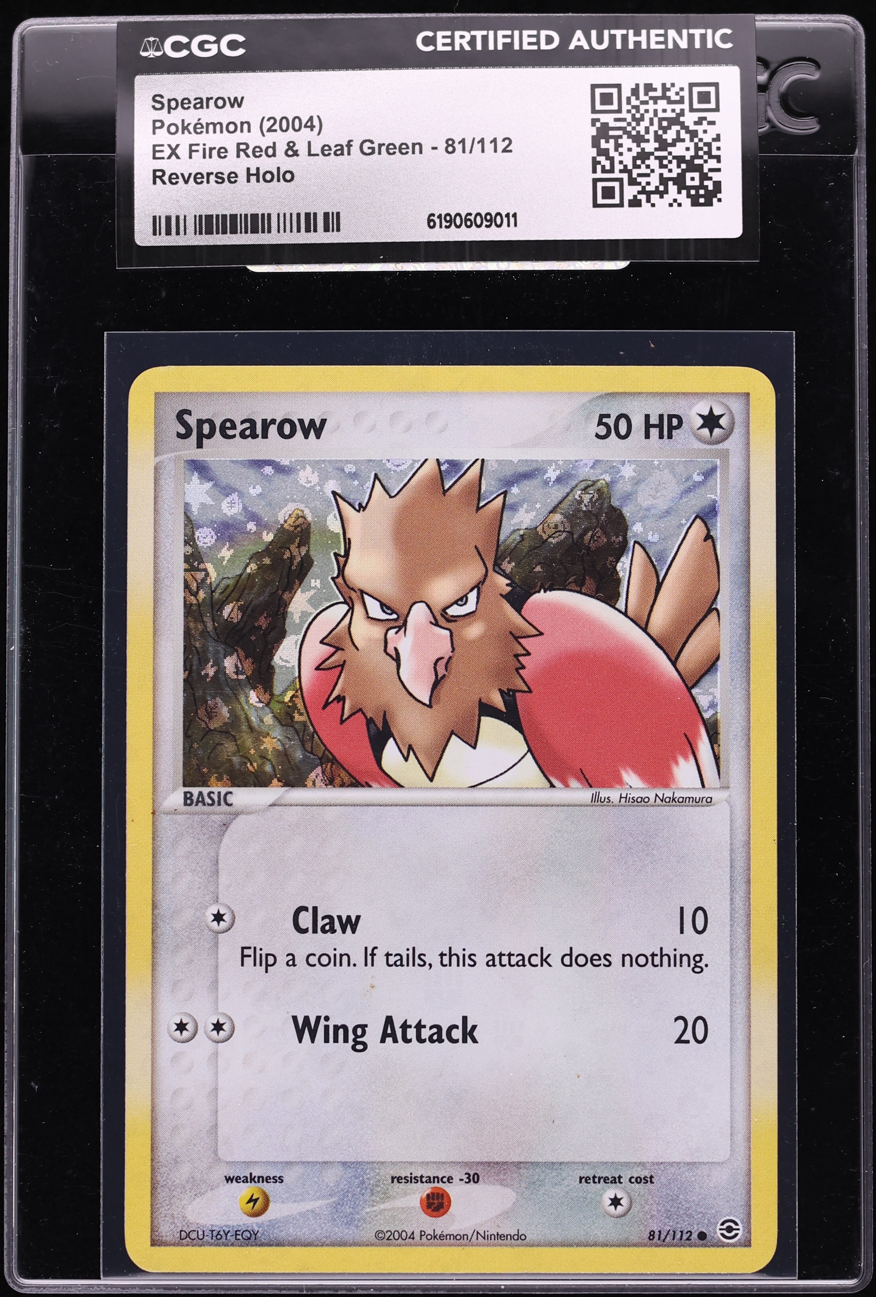 2004 Pokemon EX Fire Red & Leaf Green Reverse Holo Spearow #81 CGC AUTH