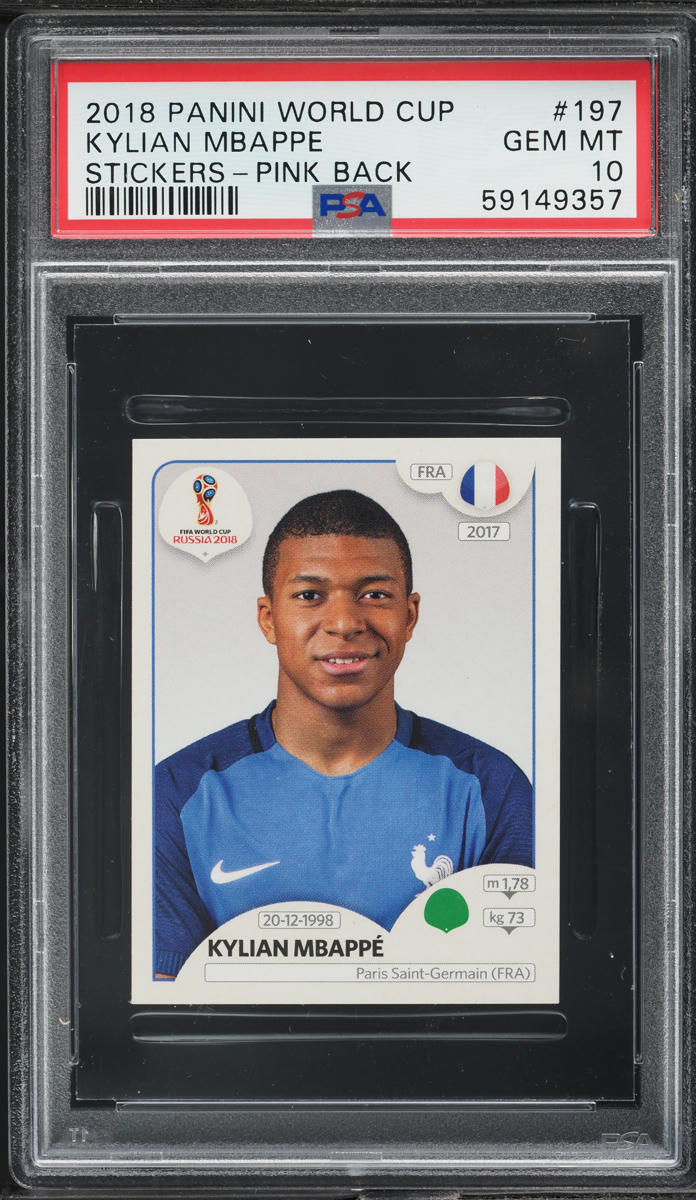2018 Panini World Cup Stickers Pink Back Kylian Mbappe ROOKIE #197 PSA 10 GEM