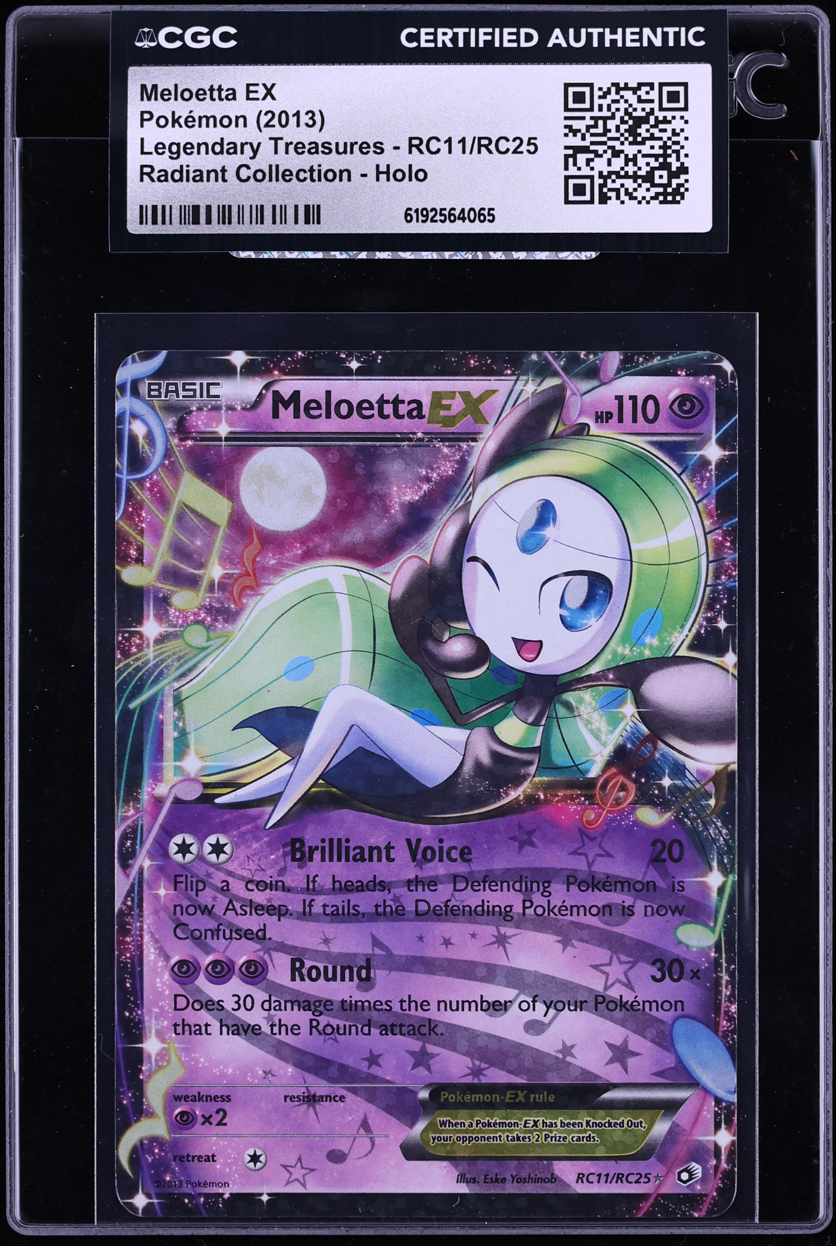 2013 Pokemon BW Legendary Treasures Radiant Collection Meloetta Ex #RC11 CGC AUTH