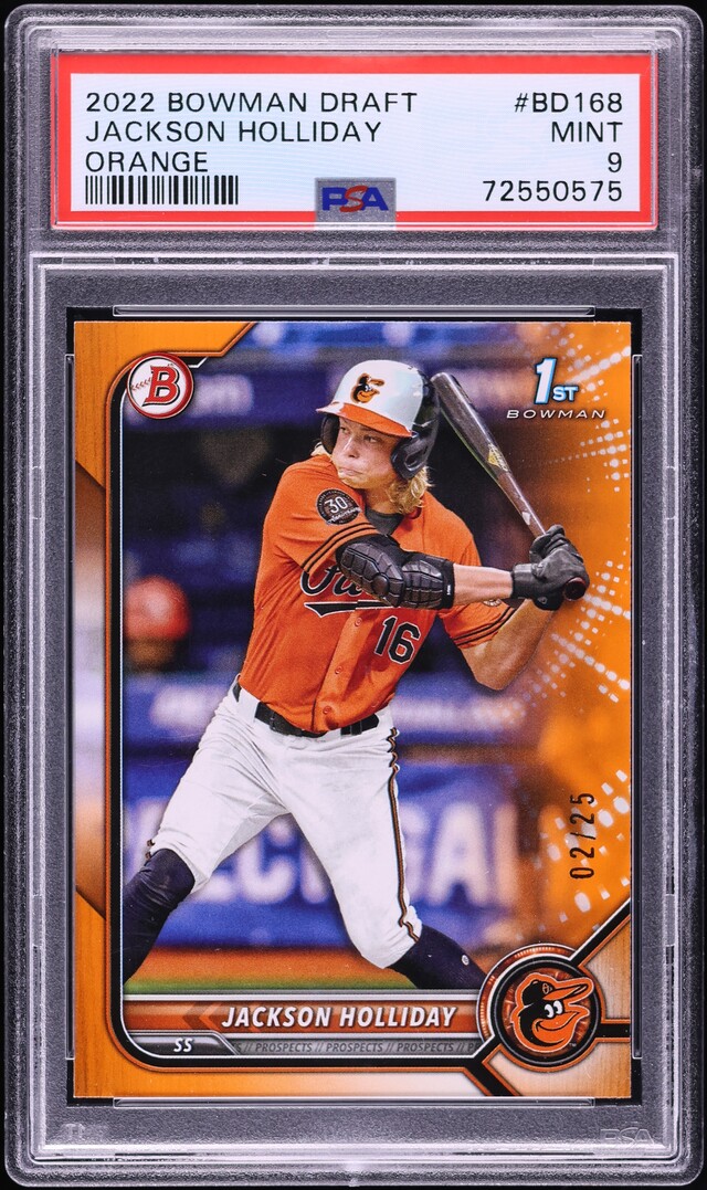 2022 Bowman Draft Orange Jackson Holliday PROSPECT /25 #BD-168 PSA 9 MINT