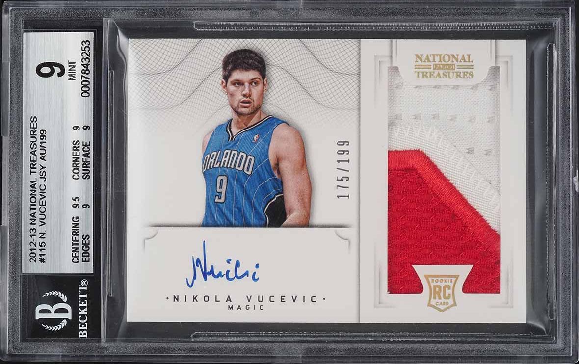 2012 National Treasures Nikola Vucevic ROOKIE PATCH AUTO /199 #115 BGS 9 MINT