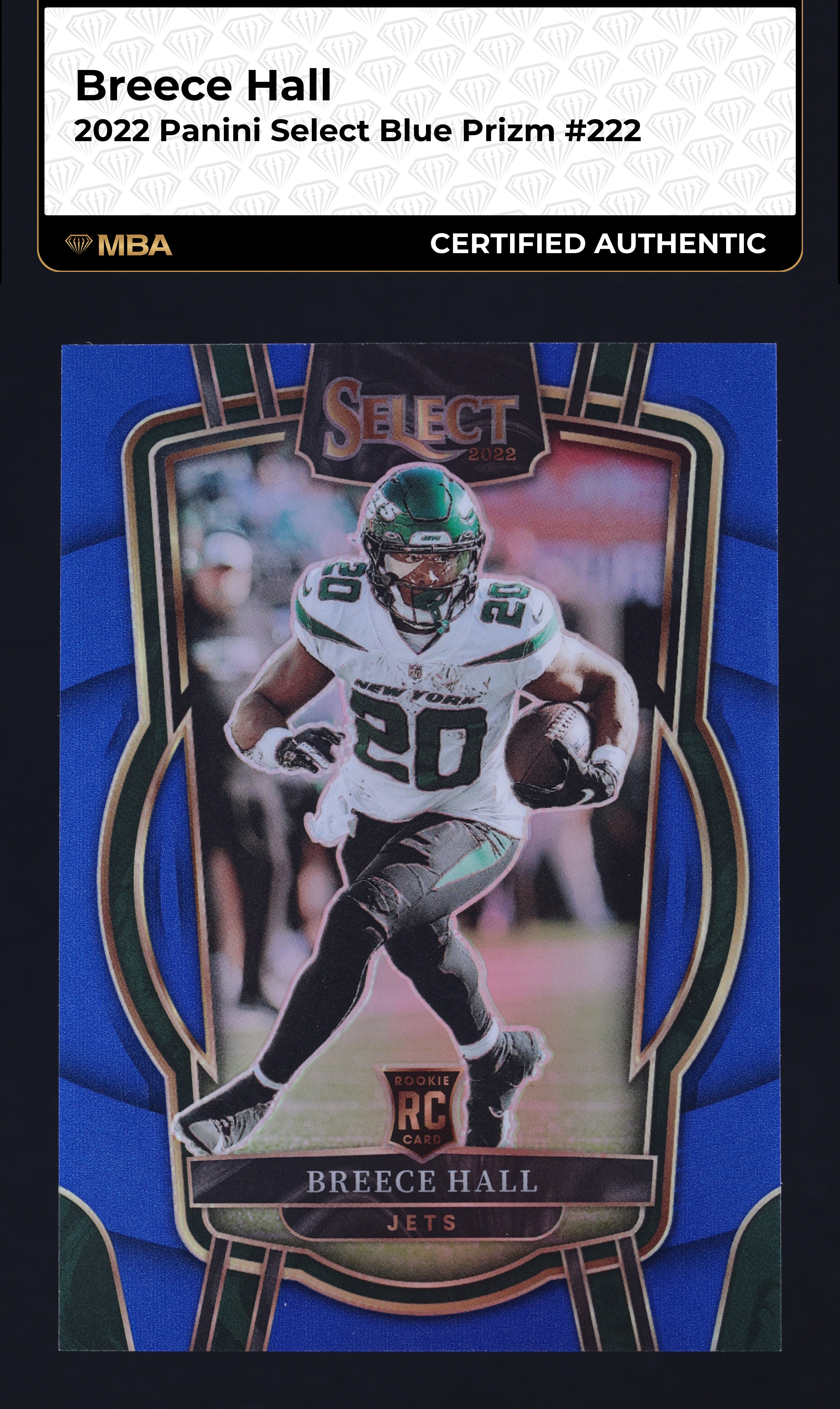 2022 Select Club Level Blue Prizm Breece Hall ROOKIE /99 #222 MBA AUTH