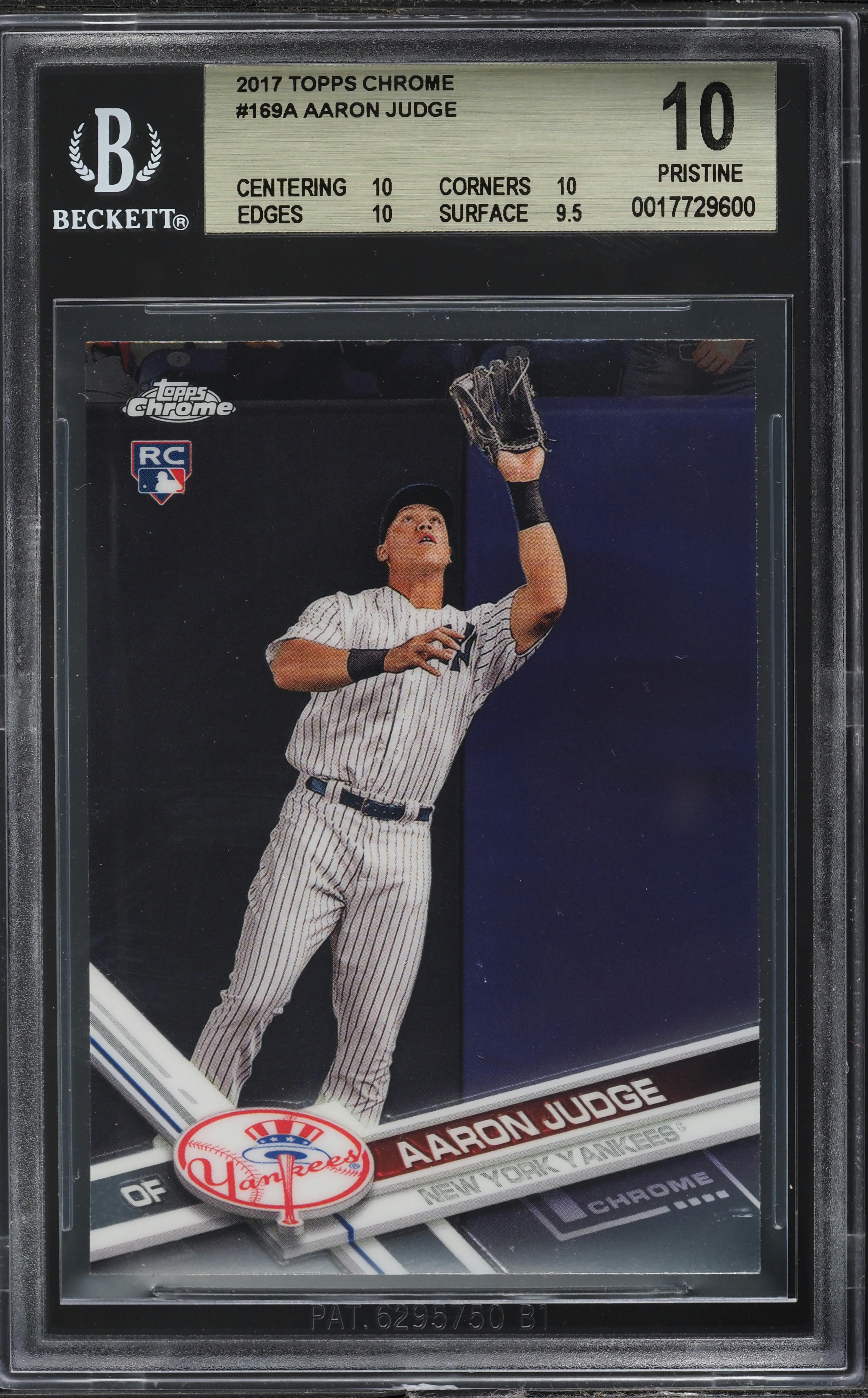 2017 Topps Chrome Aaron Judge ROOKIE #169 BGS 10 PRISTINE