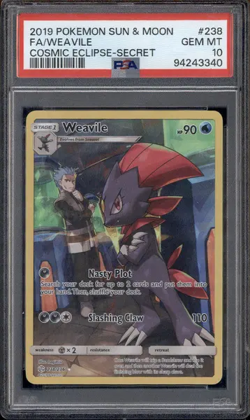 2019 Pokemon Sun & Moon Cosmic Eclipse #238/236 Weavile PSA 10