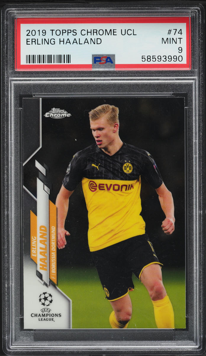 2019 Topps Chrome UEFA Champions League Erling Haaland ROOKIE #74 PSA 9 MINT