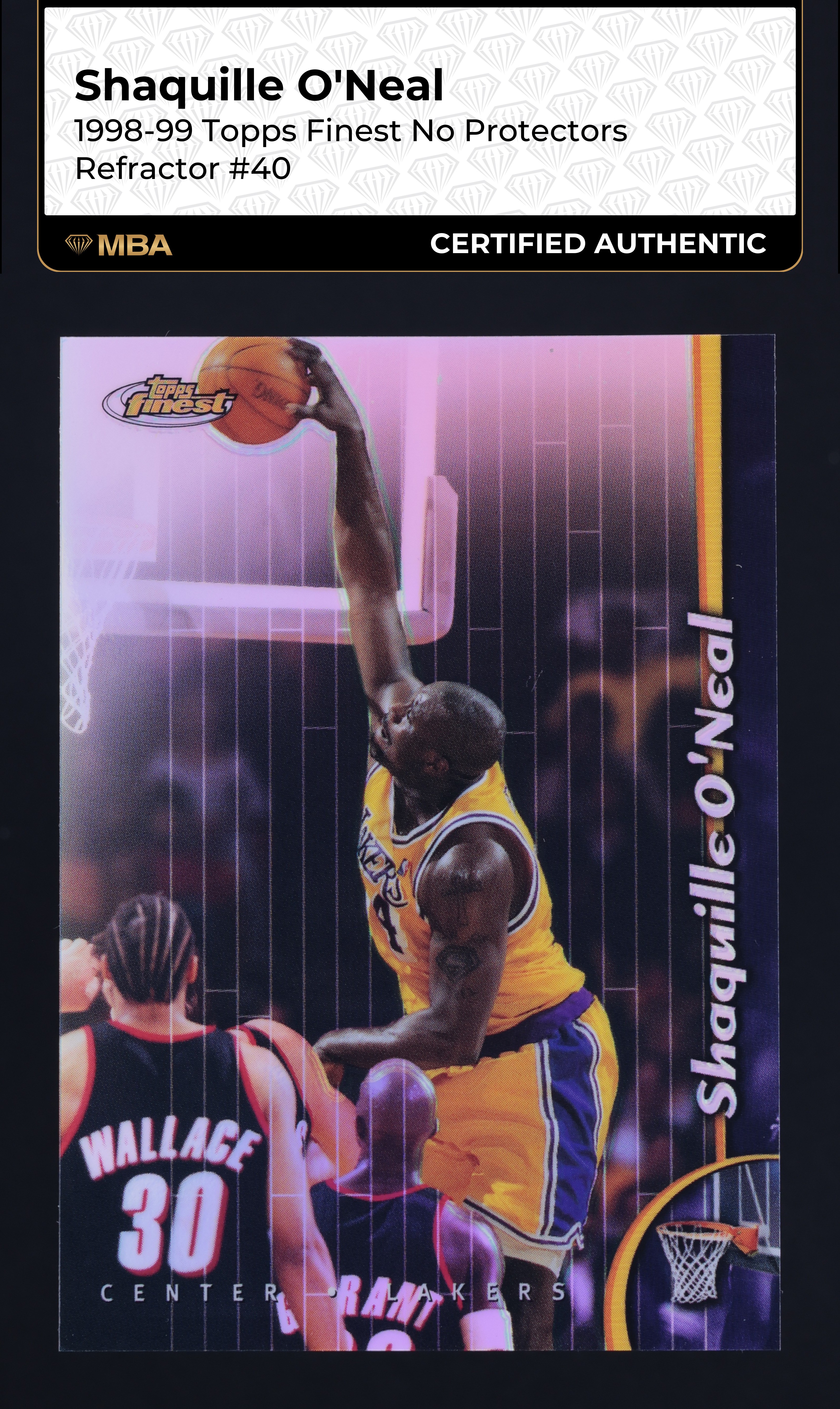1998 Finest No Protectors Refractor Shaquille O'Neal #40 MBA AUTH