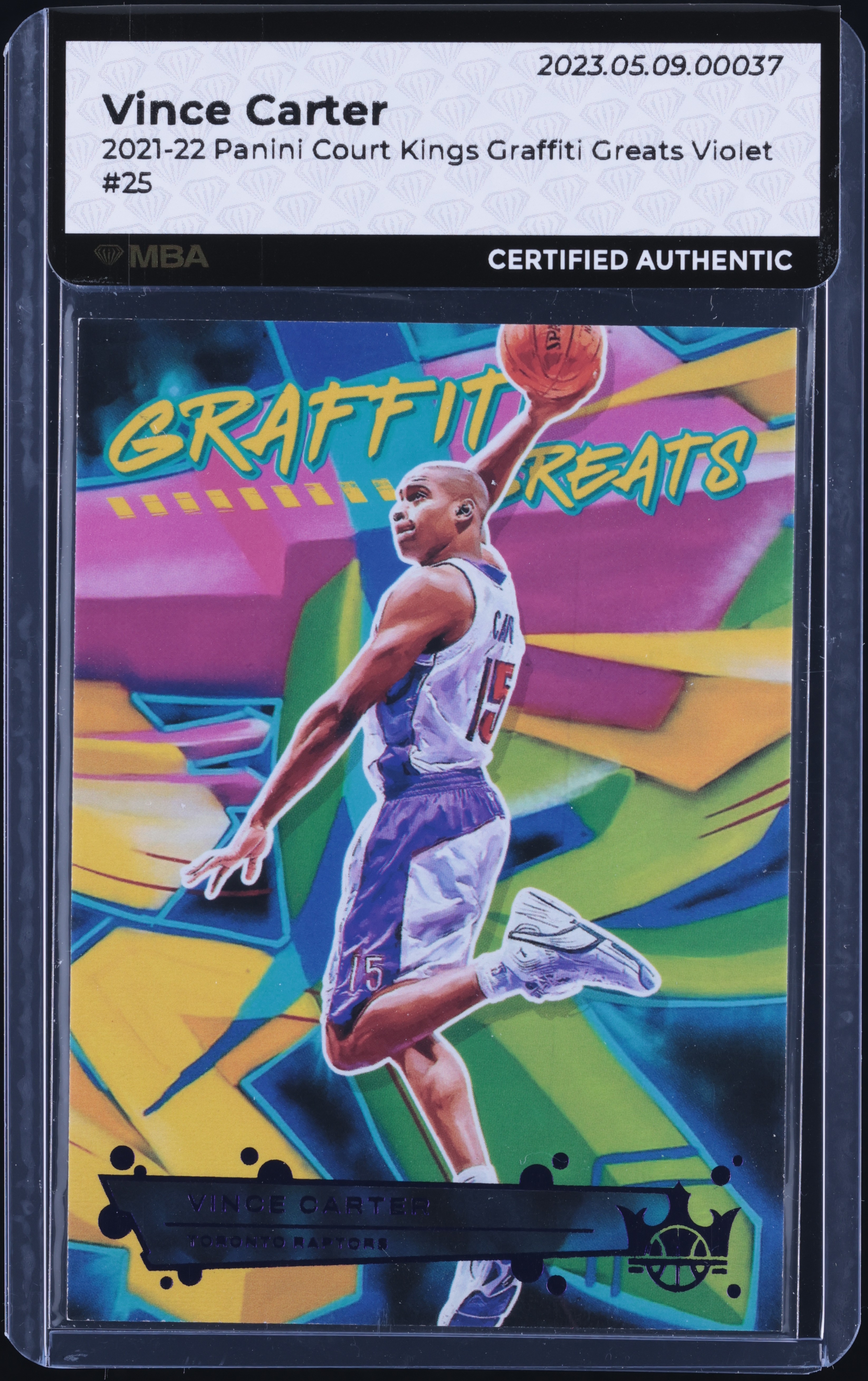 2021 Panini Court Kings Graffiti Greats Violet Vince Carter /49 #25 MBA AUTH