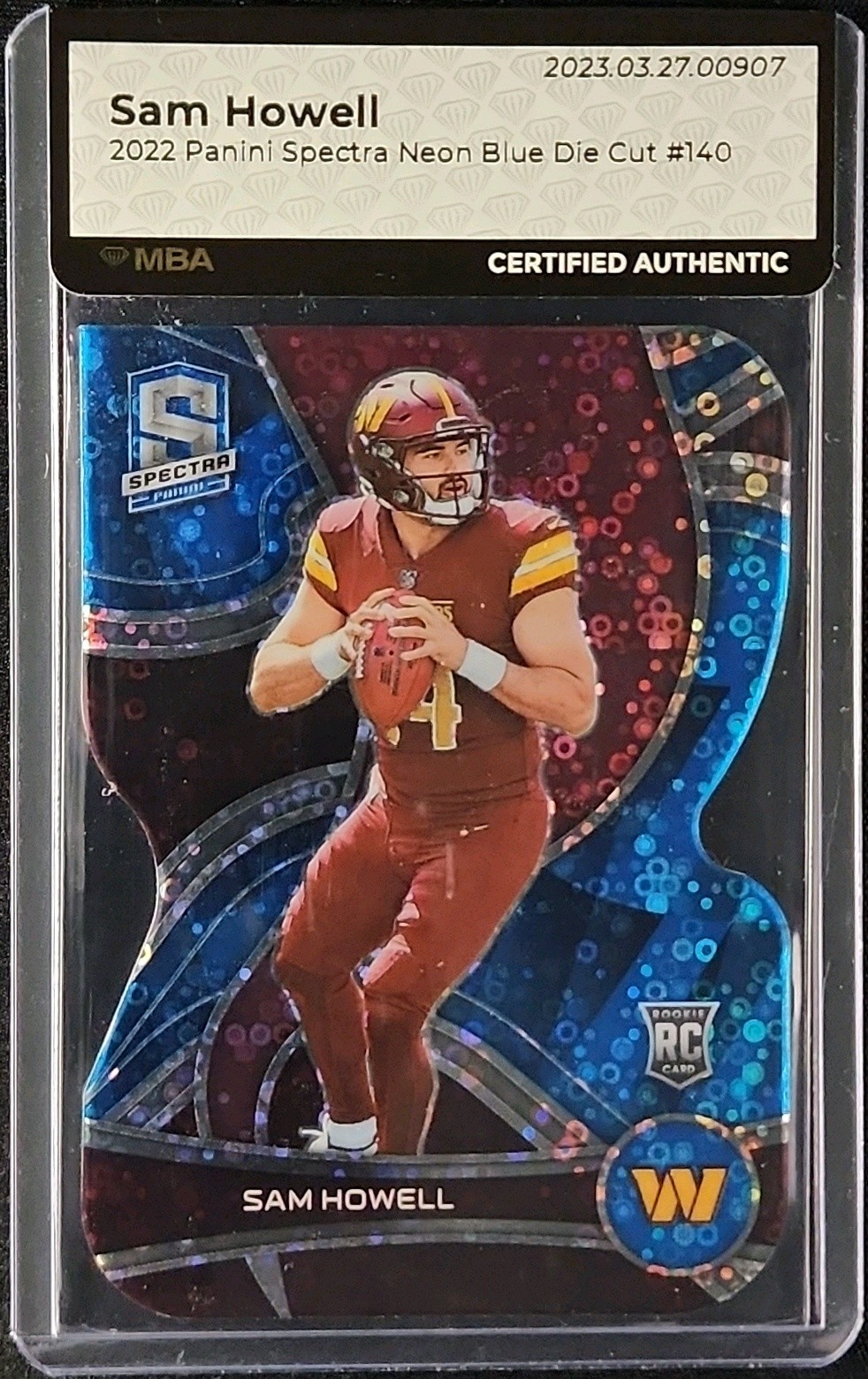 2022 Panini Spectra Neon Blue Die-Cut Sam Howell ROOKIE 50/50 #140 MBA AUTH