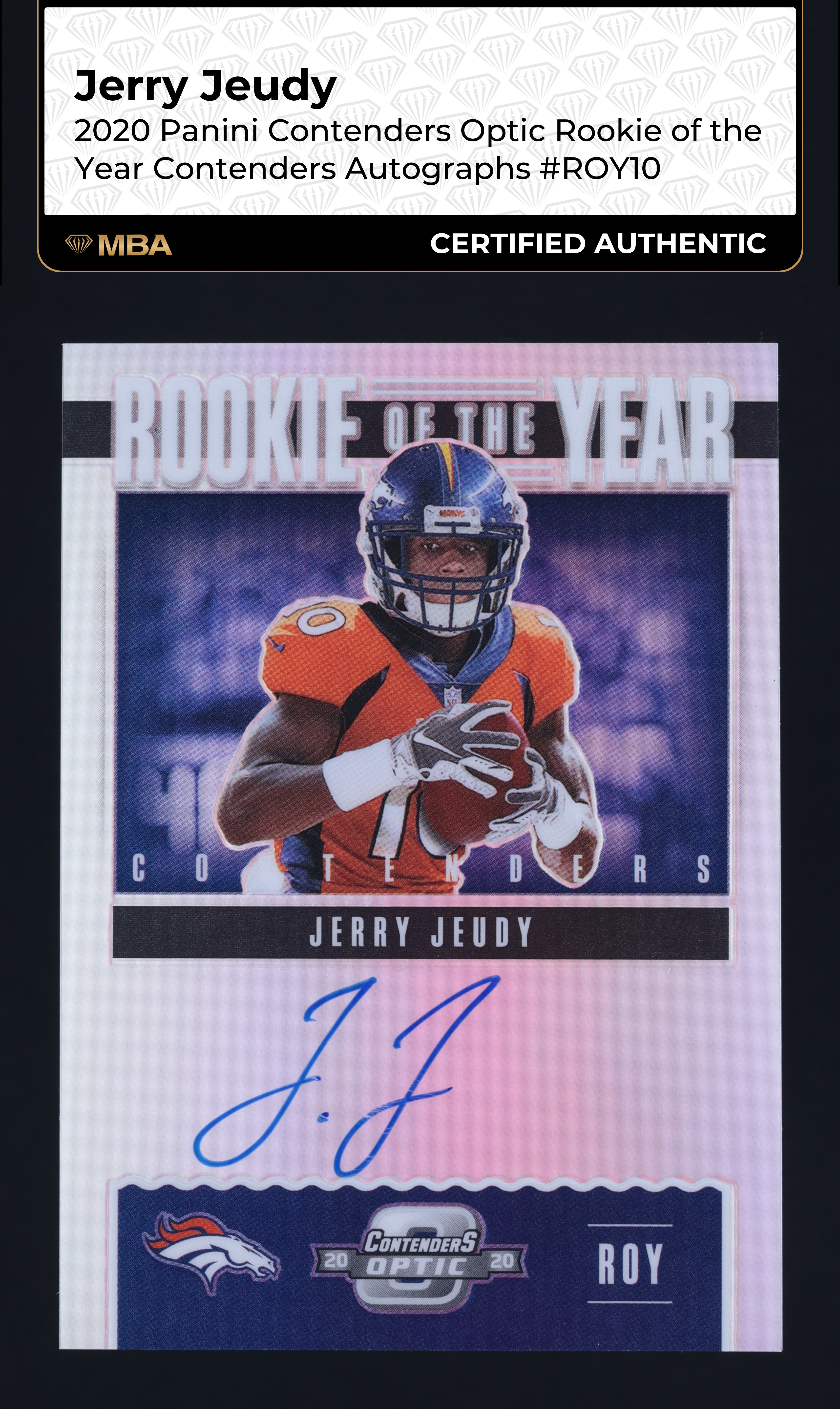 2020 Panini Contenders Optic ROY Jerry Jeudy ROOKIE AUTO /99 #ROY10 MBA AUTH