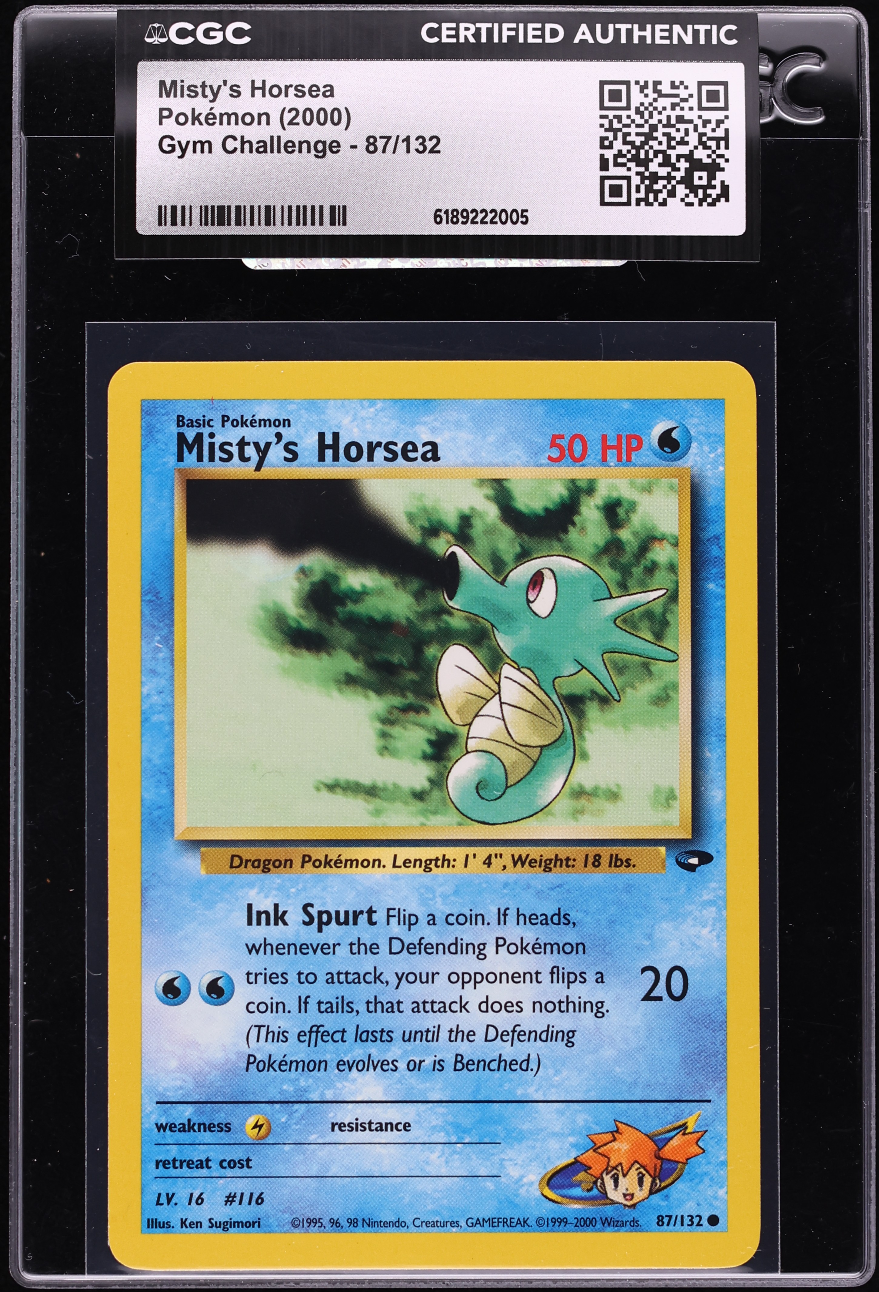 2000 Pokemon Gym Challenge Misty's Horsea #87 CGC AUTH