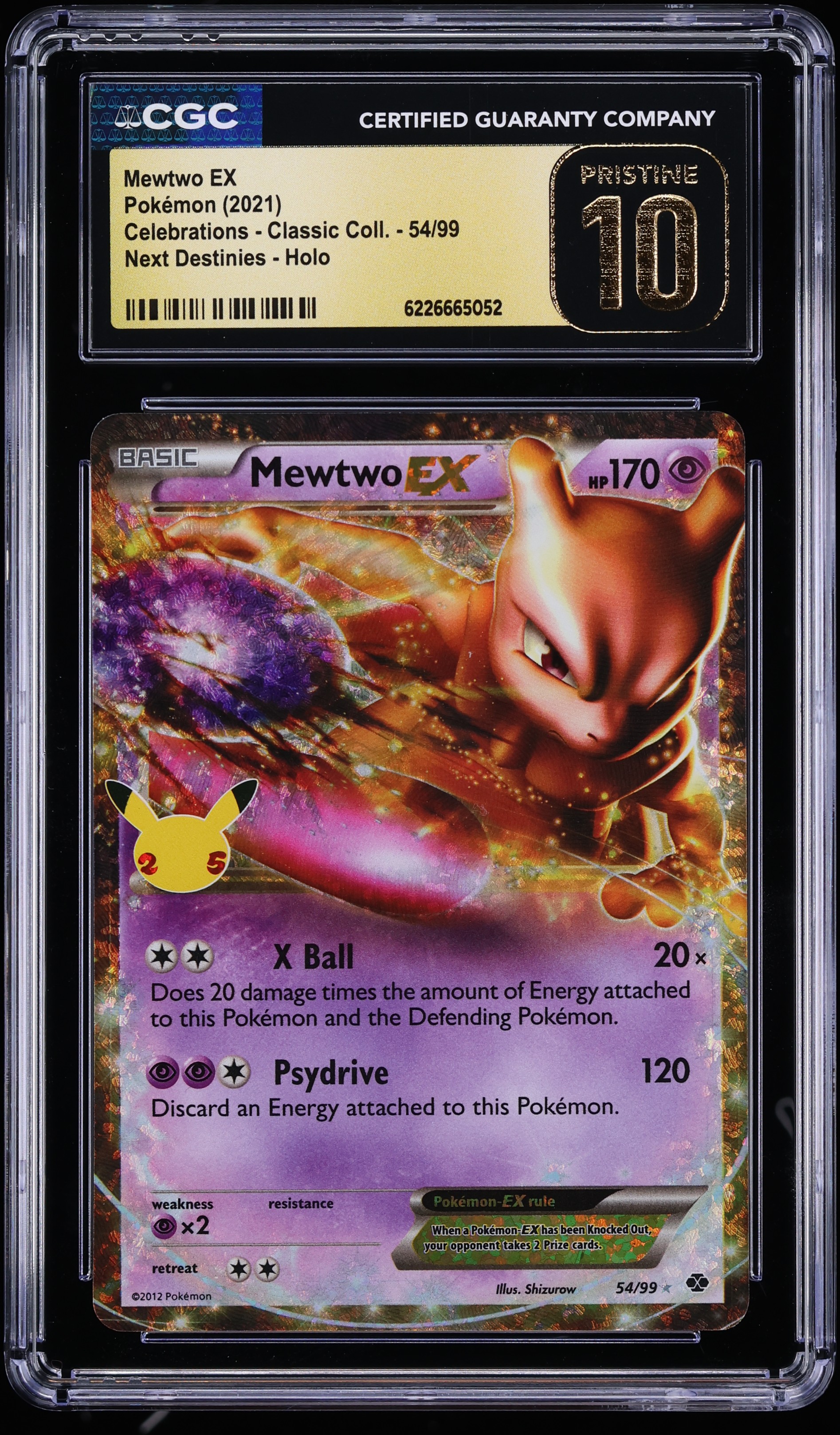 2021 Pokemon Sword & Shield Celebrations Classic Collection Holo Mewtwo EX #54 CGC 10 PRISTINE