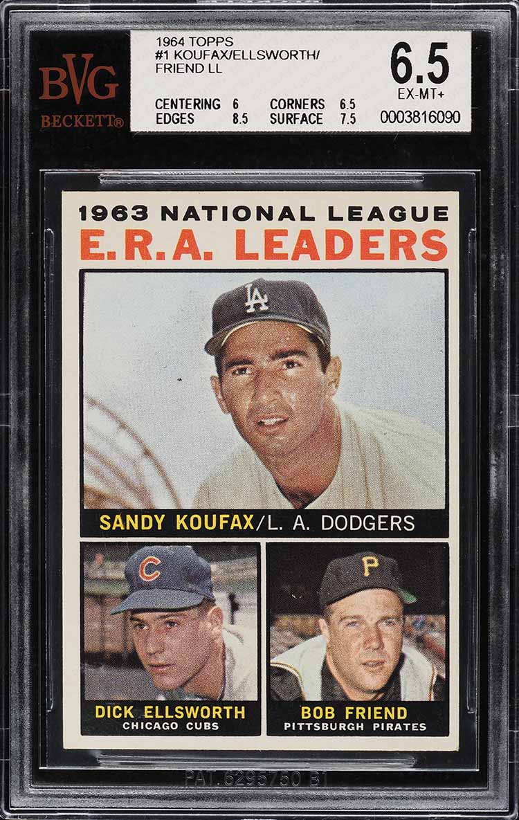 1964 Topps Sandy Koufax Dick Ellsworth Bob Friend ERA LDRS #1 BVG 6.5 EXMT+
