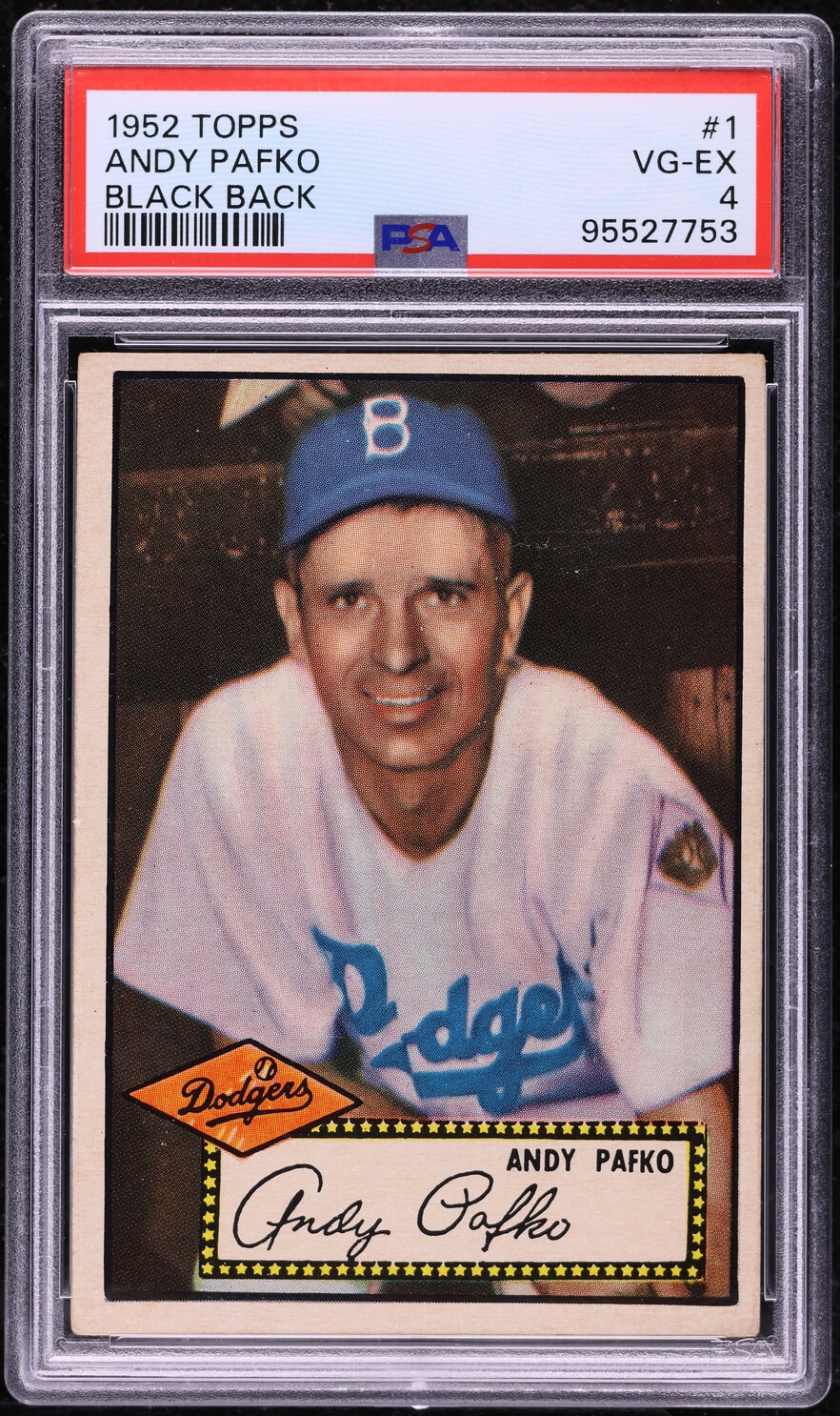 1952 Topps Andy Pafko BLACK BACK #1 PSA 4 VGEX