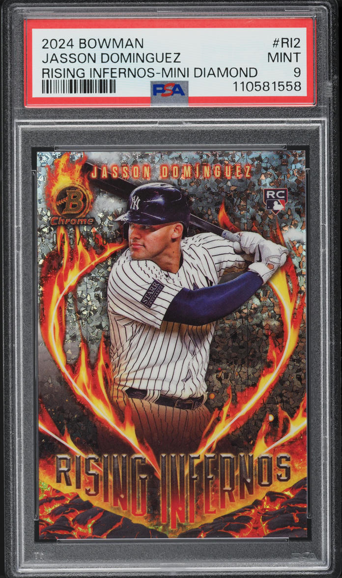 2024 Bowman Chrome Rising Infernos Mini Diamond Jasson Dominguez ROOKIE /150 #RI2 PSA 9