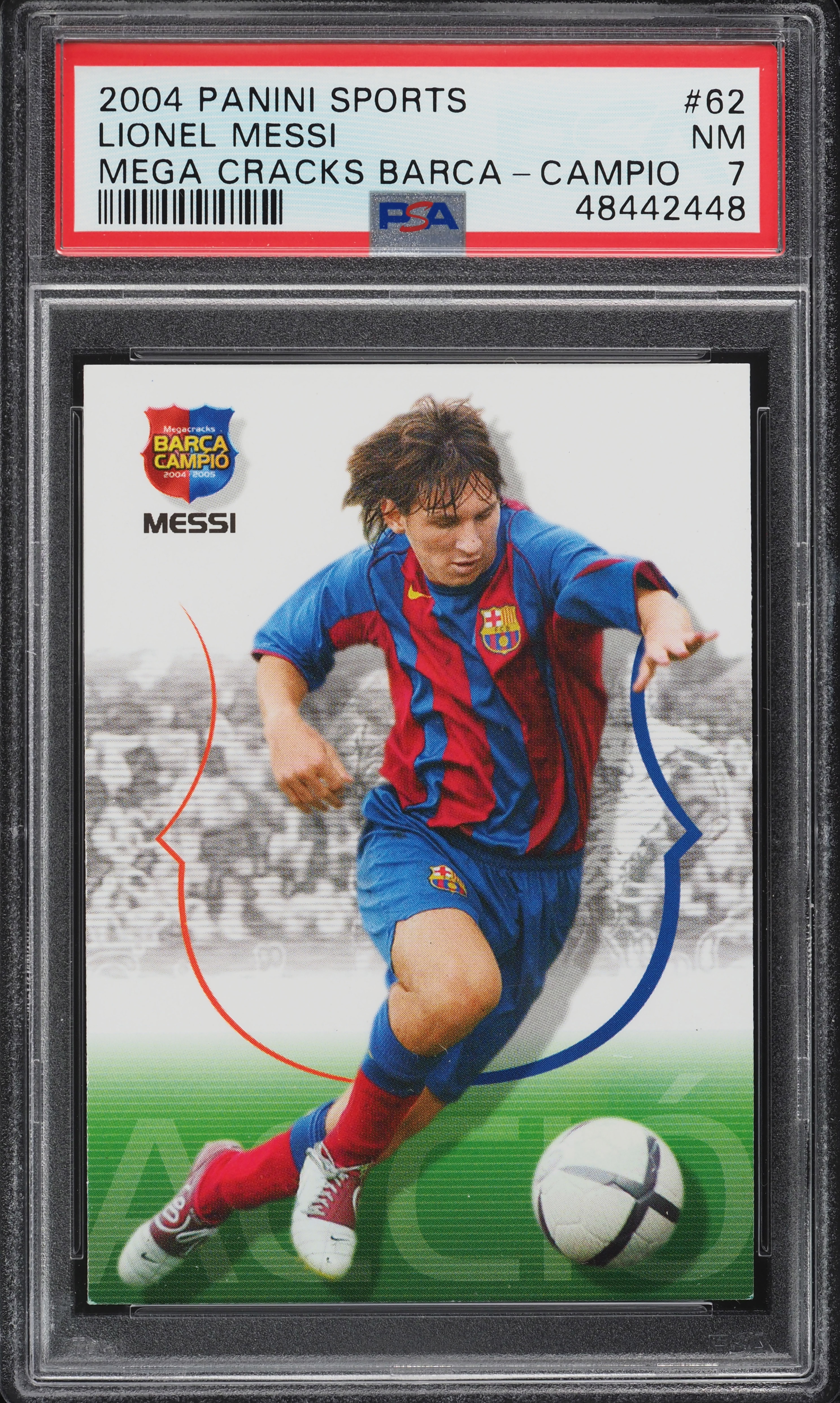 2004 Panini Sports Mega Cracks Barca Campio Lionel Messi ROOKIE #62 PSA 7 NRMT
