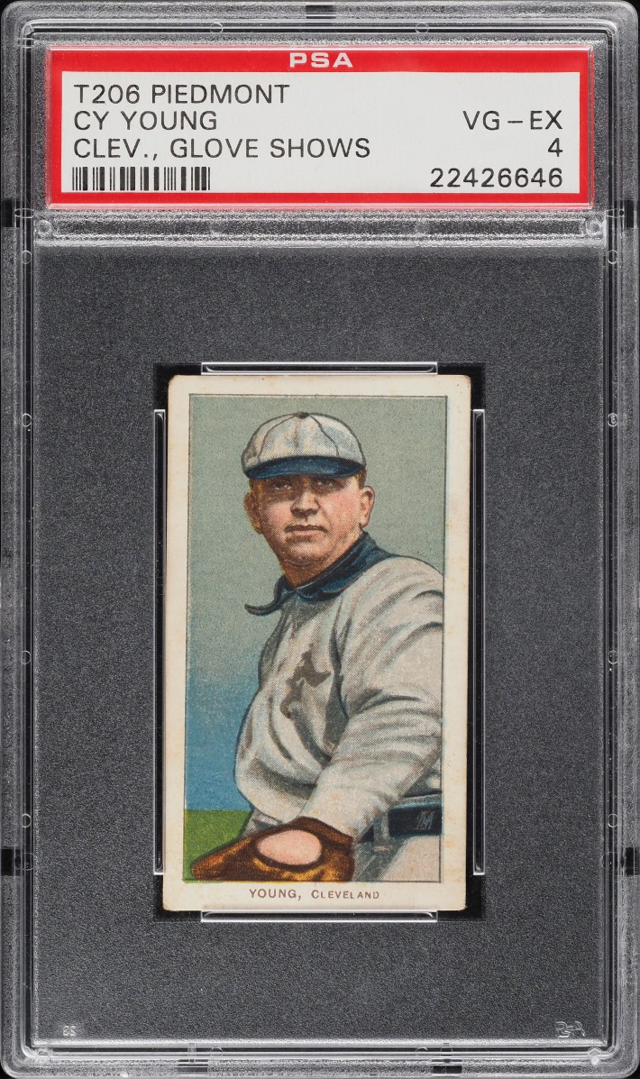 1909-11 T206 Cy Young CLEVELAND, GLOVE SHOWS PSA 4 VGEX