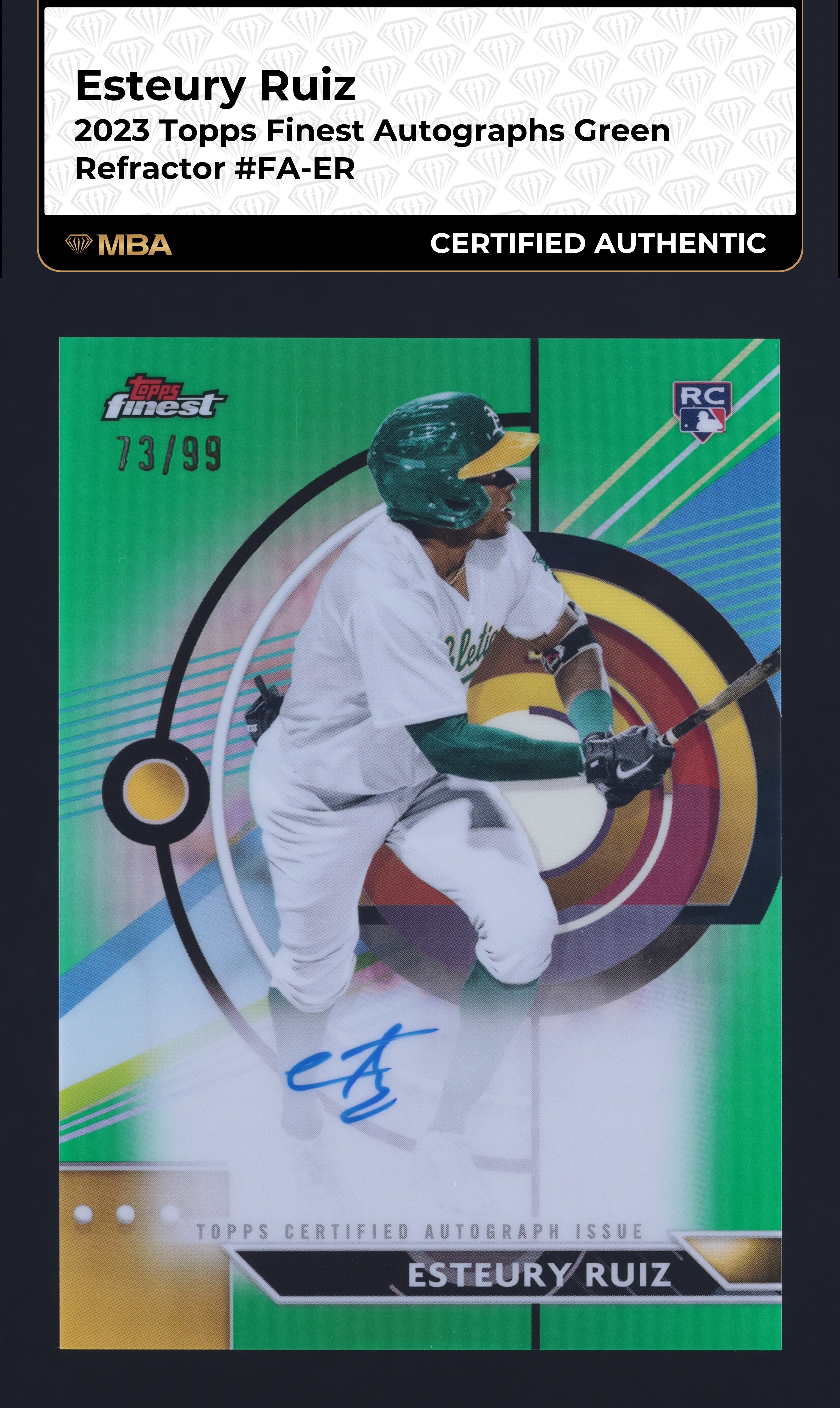 2023 Finest Green Refractor Esteury Ruiz ROOKIE AUTO /99 #FA-ER MBA AUTH