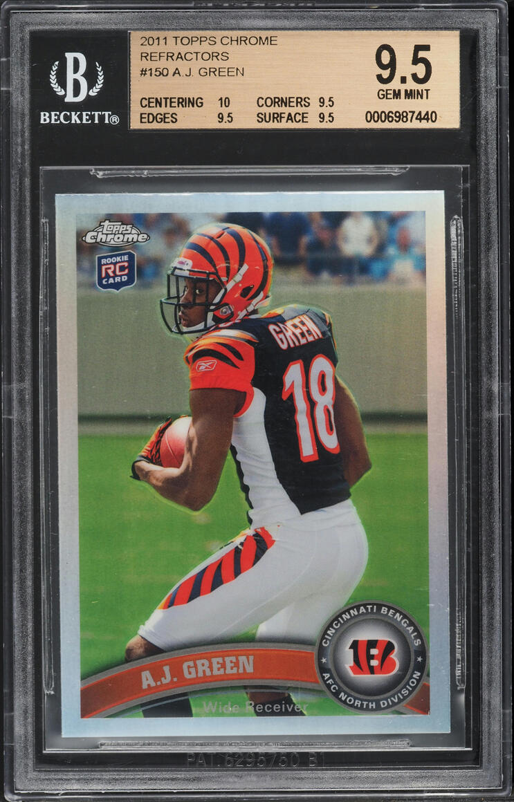 2011 Topps Chrome Refractors A.J. Green ROOKIE #150 BGS 9.5 GEM MINT