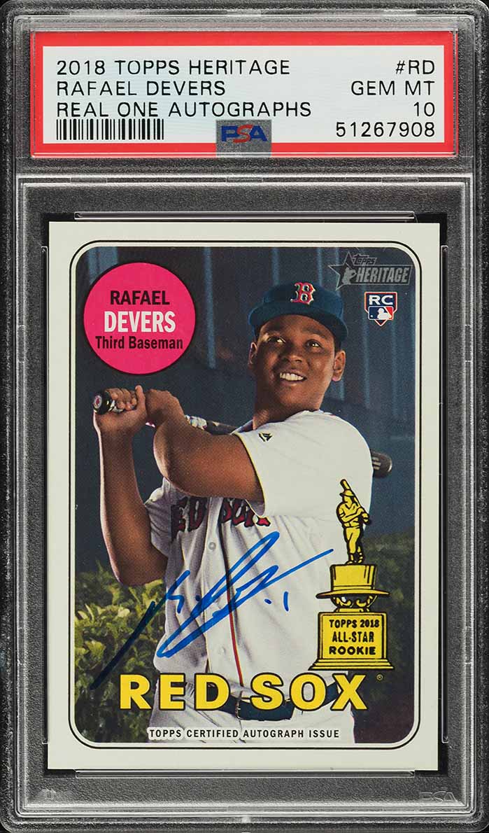 2018 Topps Heritage Real One Rafael Devers ROOKIE RC AUTO #RD PSA 10 GEM MINT