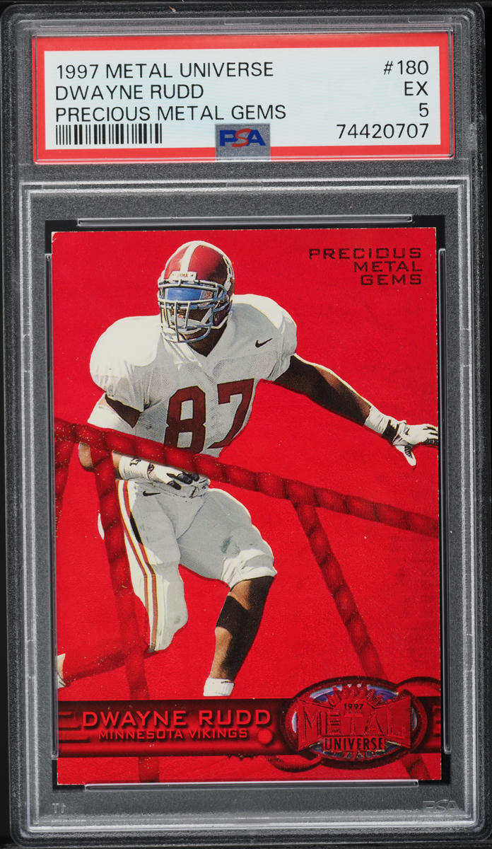 1997 Metal Universe Precious Metal Gems PMG Red Dwayne Rudd RC /150 #180 PSA 5