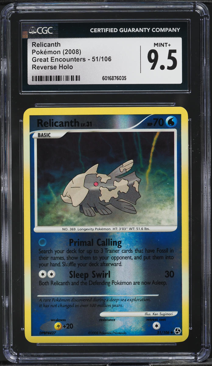 2008 Pokemon Diamond & Pearl Great Encounters Reverse Holo Relicanth #51 CGC 9.5