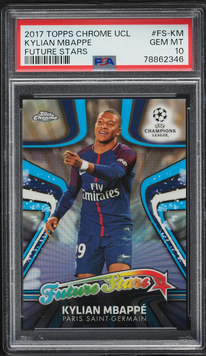 2017 Topps Chrome UEFA Future Stars Kylian Mbappe ROOKIE #FS-KM PSA 10 GEM MINT
