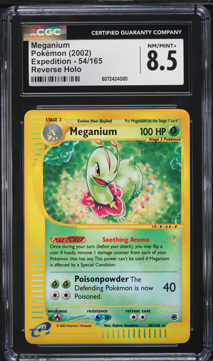 2002 Pokemon Expedition Reverse Holo Meganium #54 CGC 8.5 NM-MT+