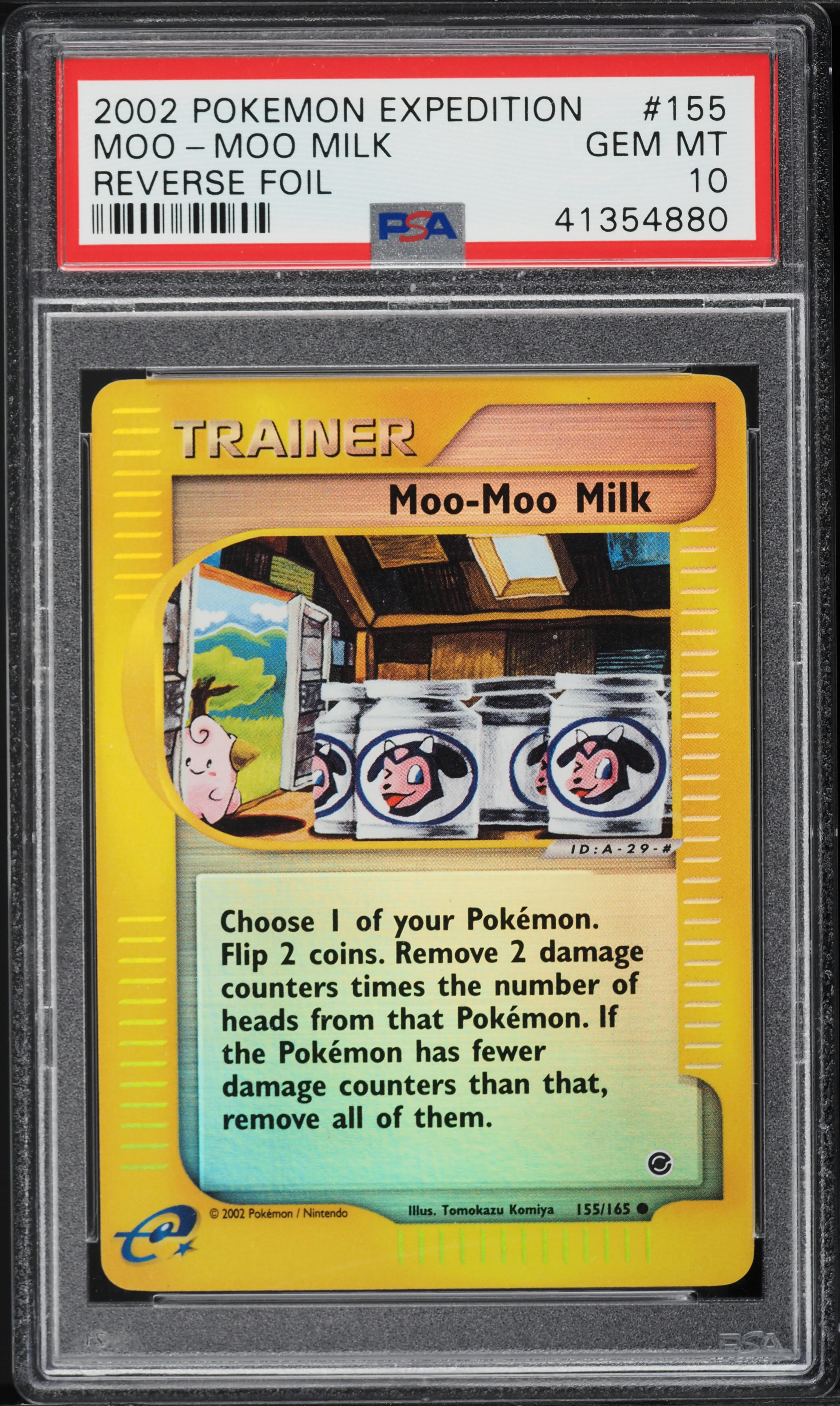 2002 Pokemon Expedition Reverse Holo Moo-Moo Milk #155 PSA 10 GEM MINT