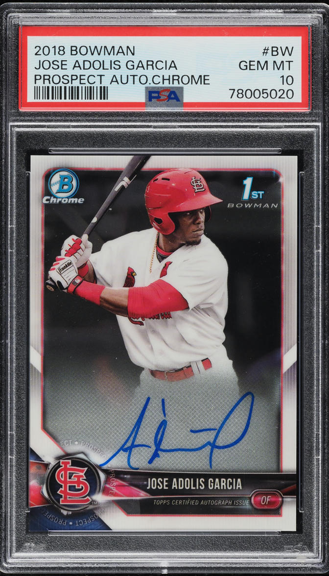2018 Bowman Chrome Prospects Jose Adolis Garcia ROOKIE AUTO #CPA-BW PSA 10 GEM