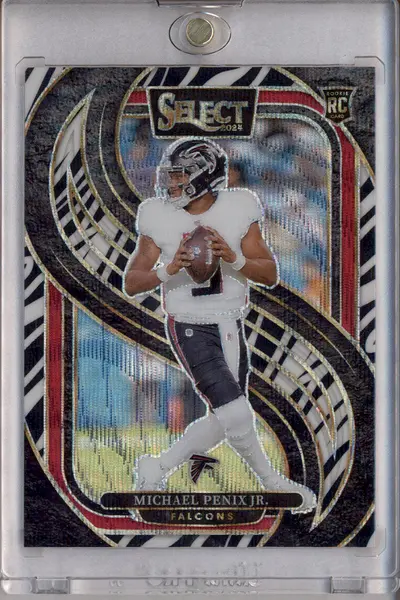 2024 Panini Select Premier Zebra Prizm #110 Michael Penix Jr.