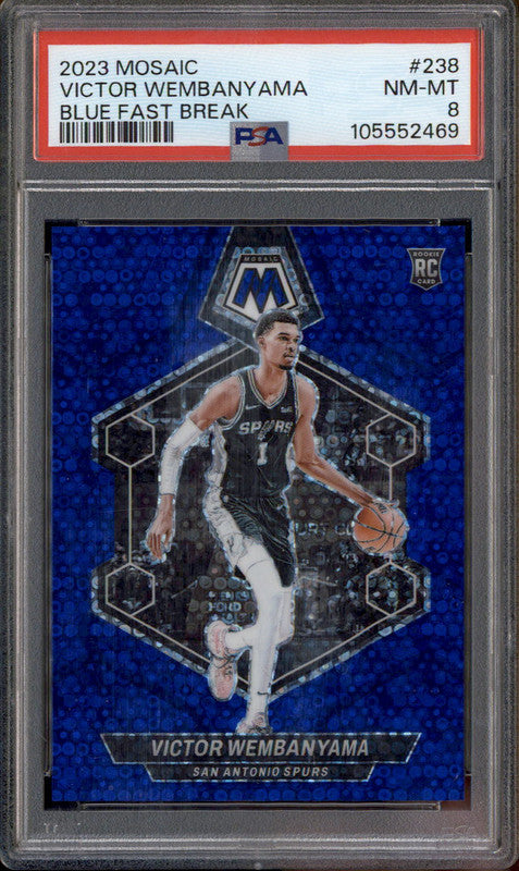 2023 Panini Mosaic Blue Fast Break #238 Victor Wembanyama RC /85 PSA 8