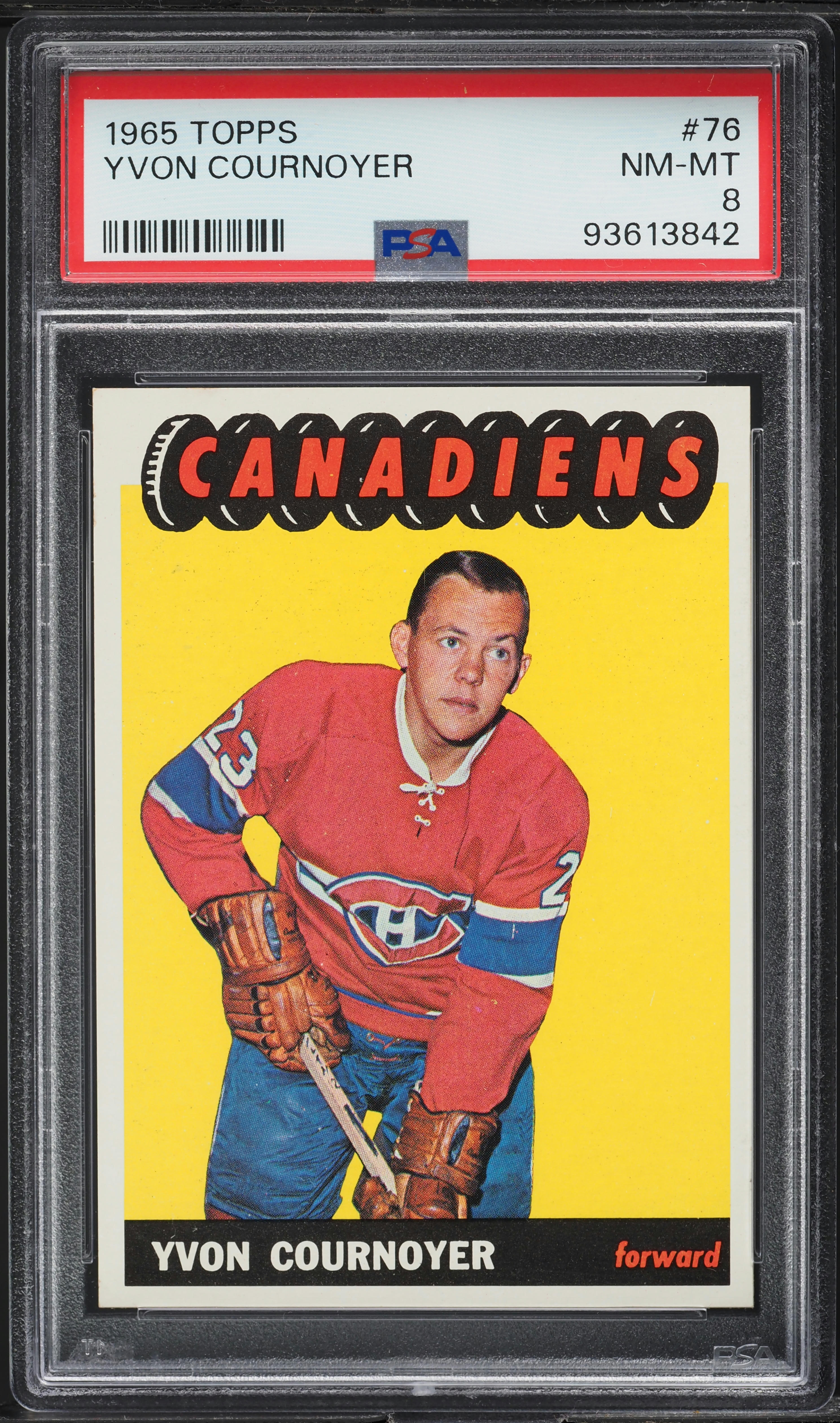 1965 Topps Hockey Yvon Cournoyer ROOKIE #76 PSA 8 NM-MT