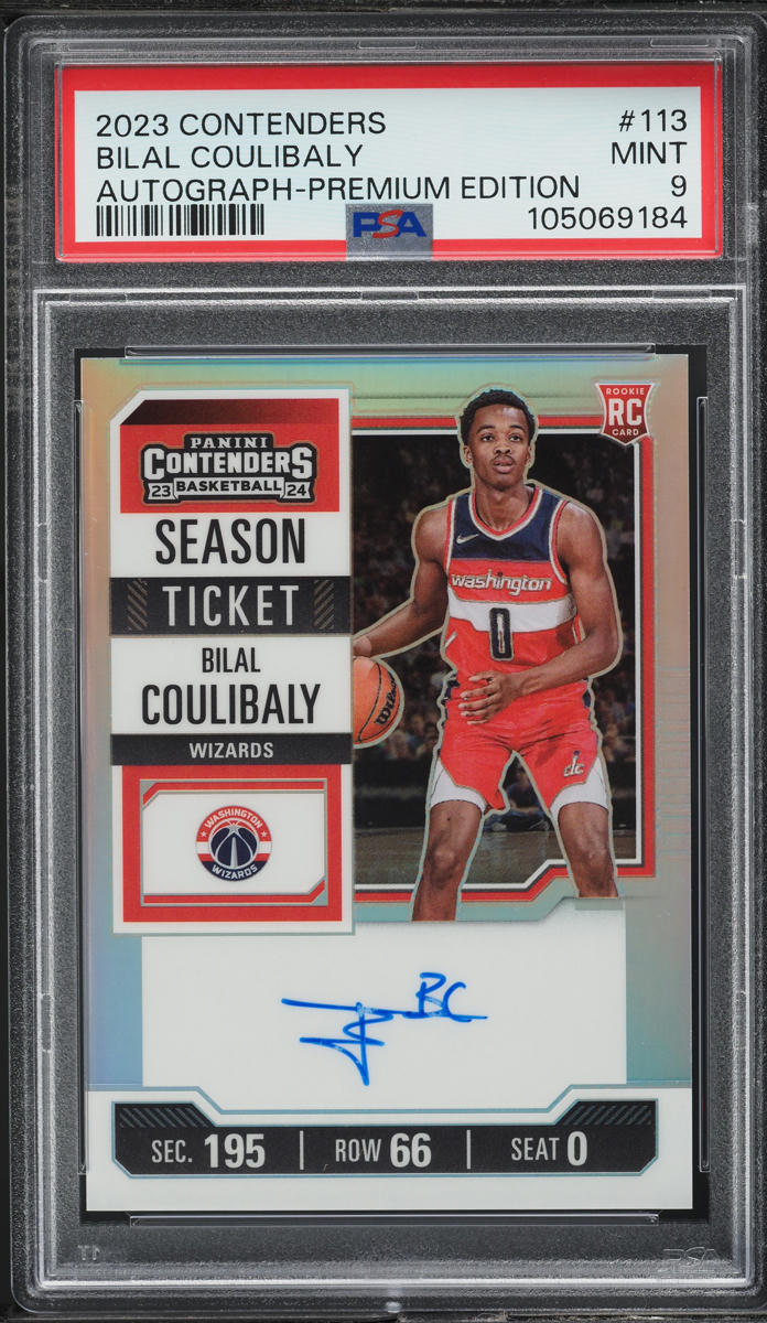 2023 Panini Contenders Premium Edition Bilal Coulibaly ROOKIE AUTO #113 PSA 9