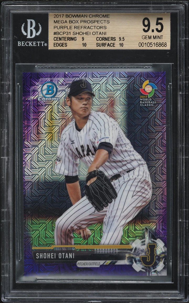 2017 Bowman Chrome Mega Box Purple Refractor Shohei Ohtani ROOKIE /250 BGS 9.5