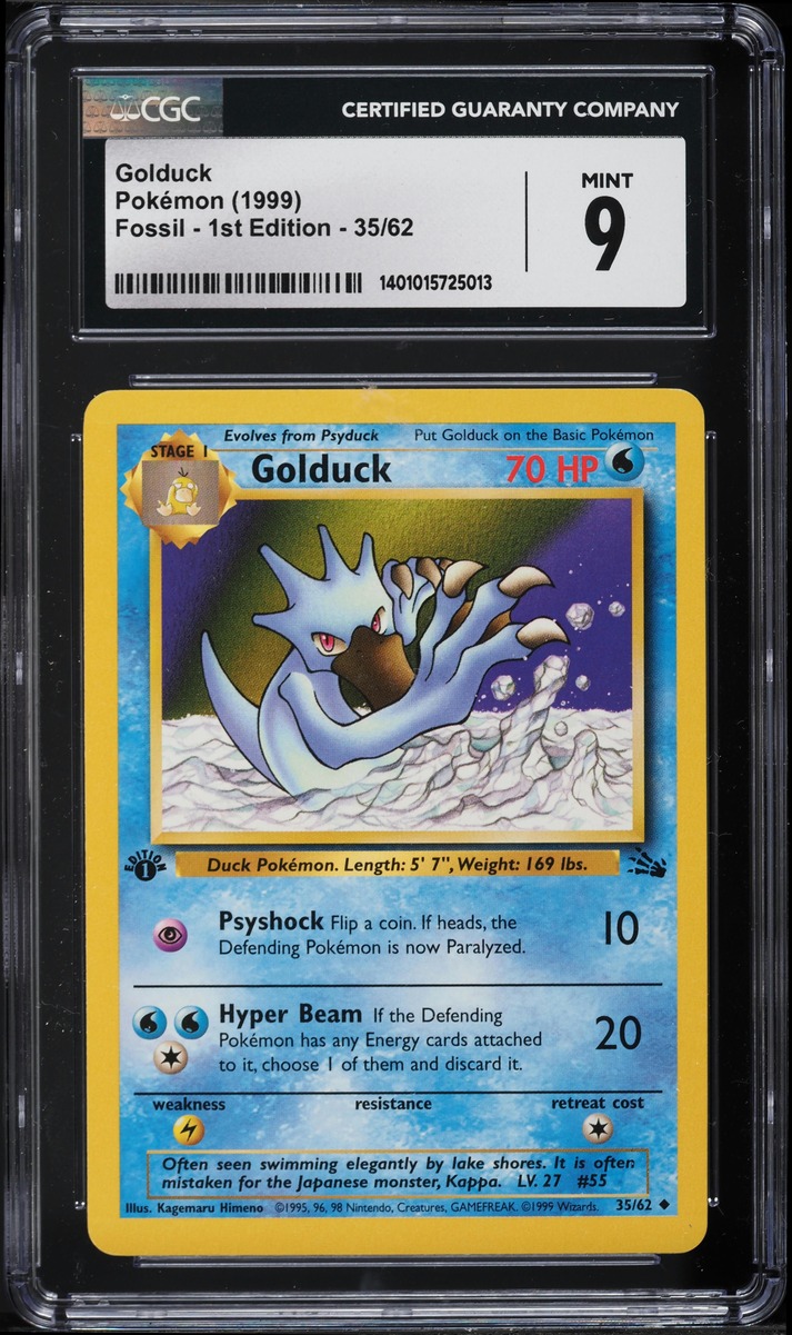1999 Pokemon Fossil 1st Edition Golduck #35 CGC 9 MINT