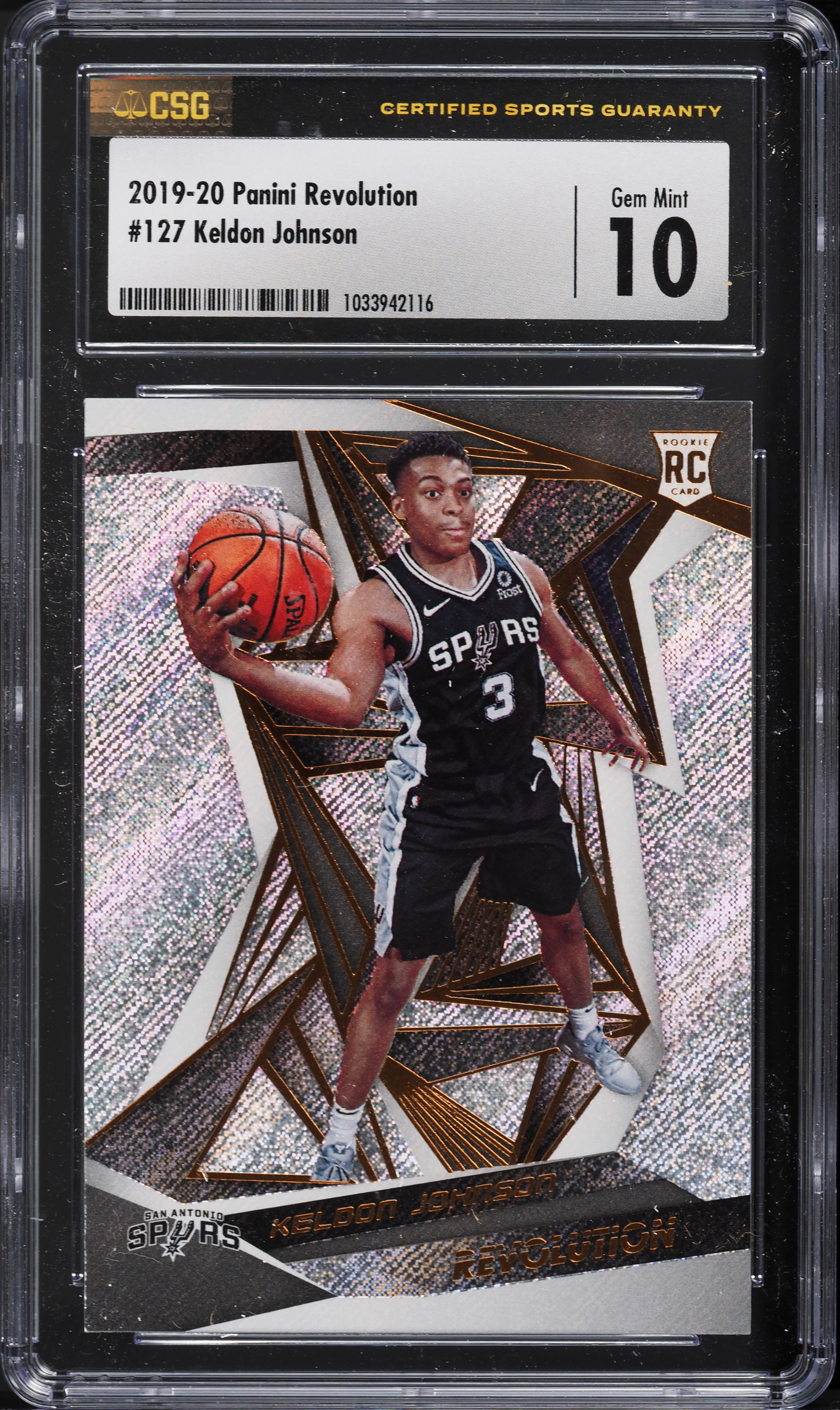 2019 Panini Revolution Keldon Johnson ROOKIE #127 CSG 10 GEM MINT