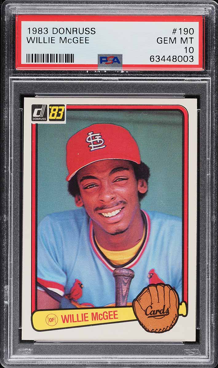 1983 Donruss Willie McGee ROOKIE #190 PSA 10 GEM MINT