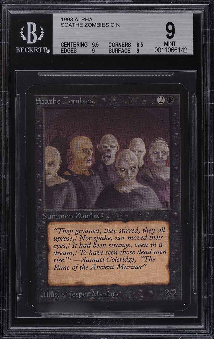 1993 Magic The Gathering MTG Alpha Scathe Zombies C K BGS 9 MINT