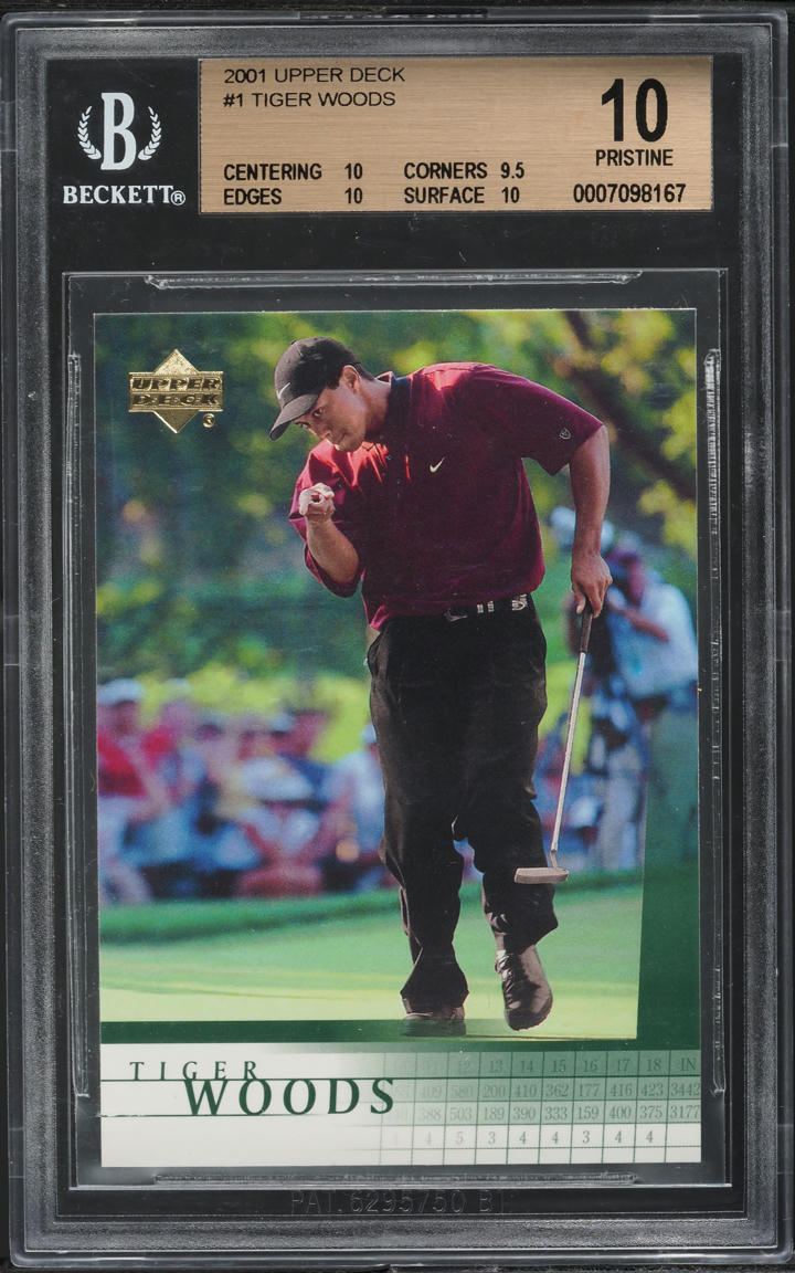 2001 Upper Deck Golf Tiger Woods ROOKIE #1 BGS 10 PRISTINE