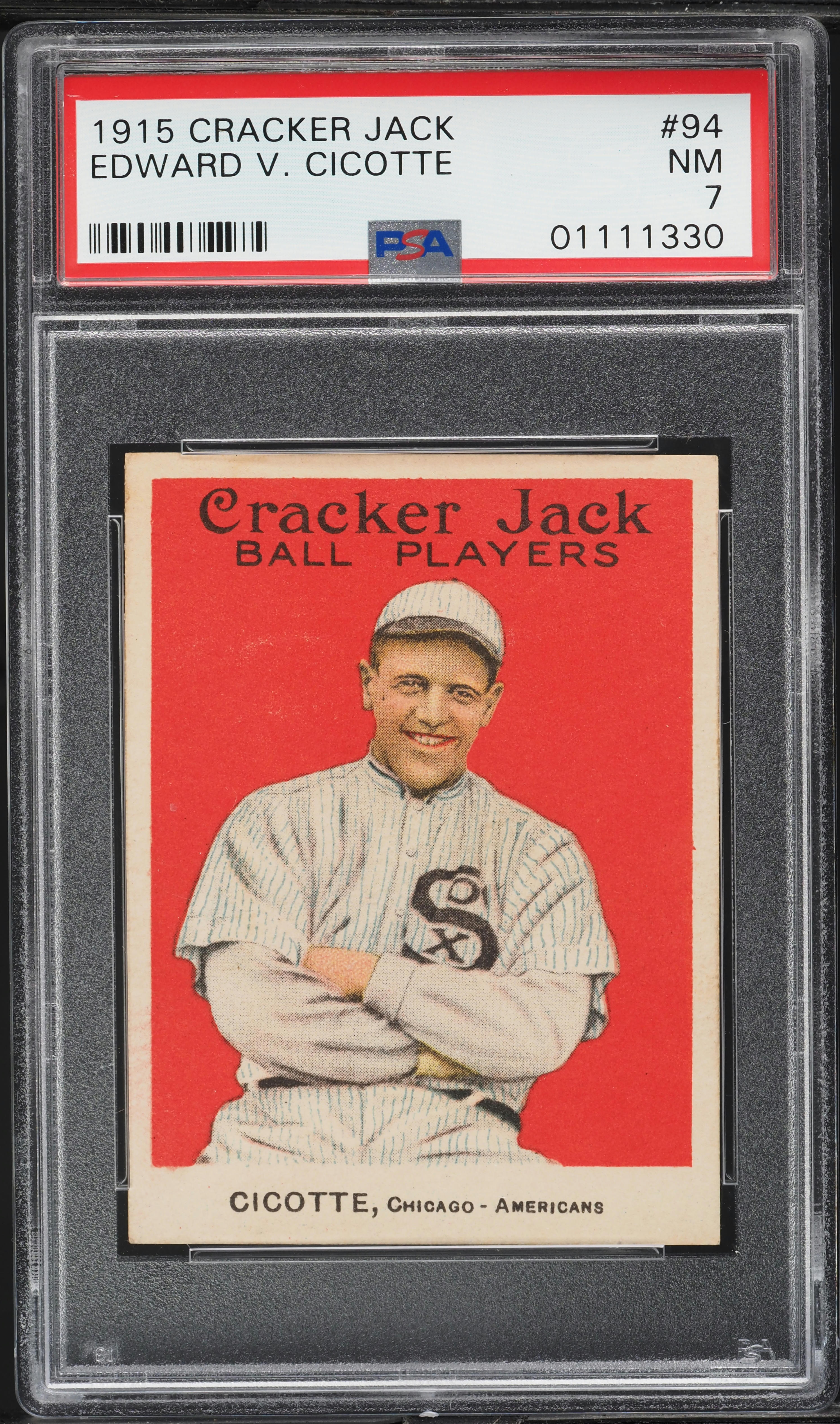 1915 Cracker Jack Edward Cicotte #94 PSA 7 NRMT