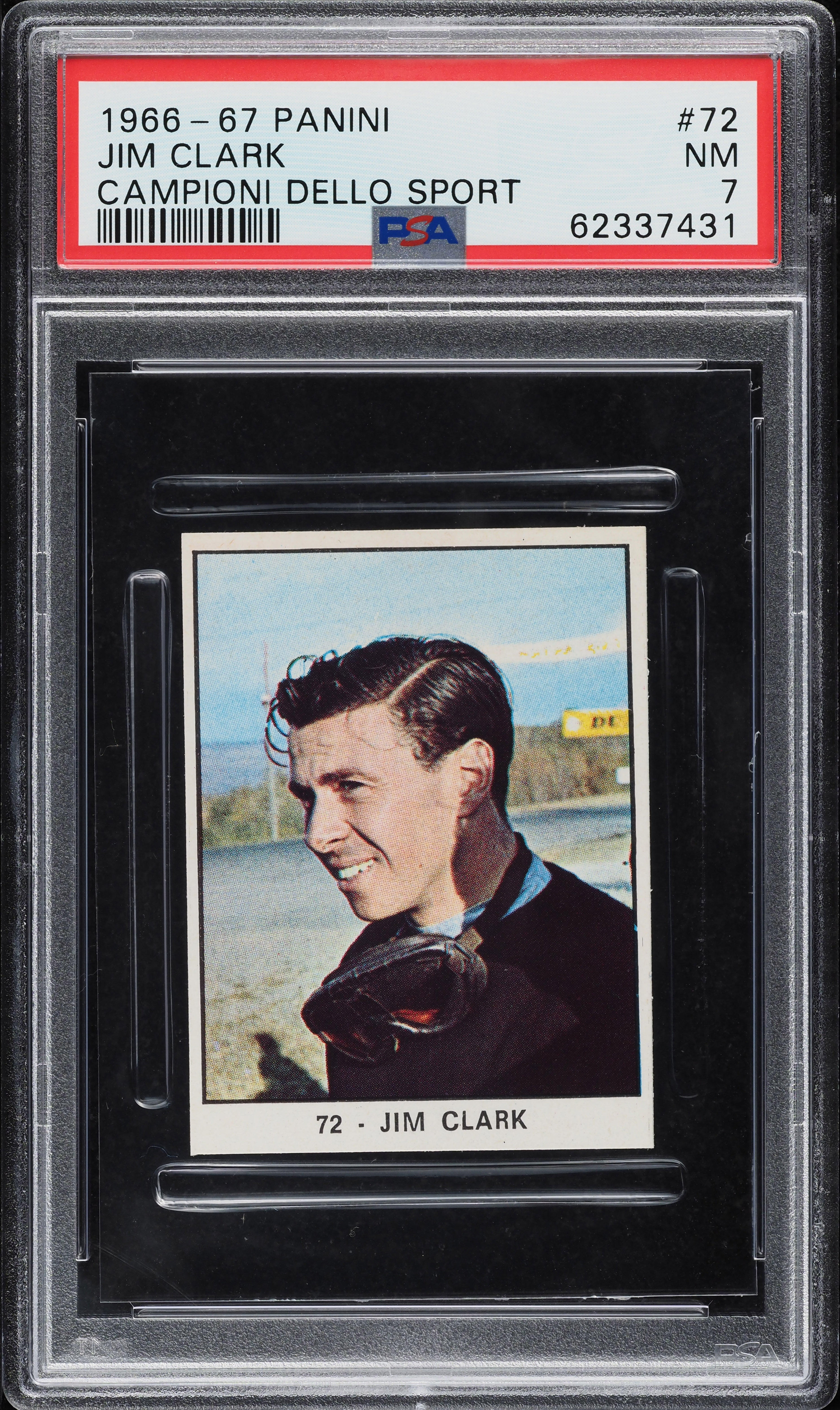 1966 Panini Campioni Dello Sport Jim Clark ROOKIE #72 PSA 7 NRMT