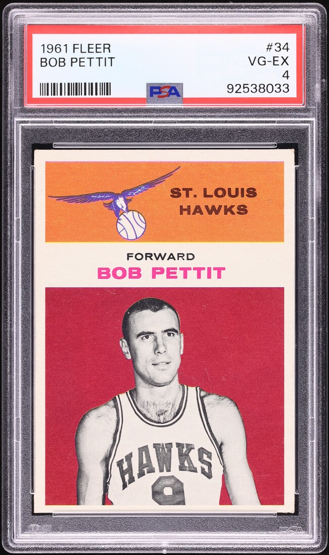 1961 Fleer Basketball Bob Pettit #34 PSA 4 VGEX