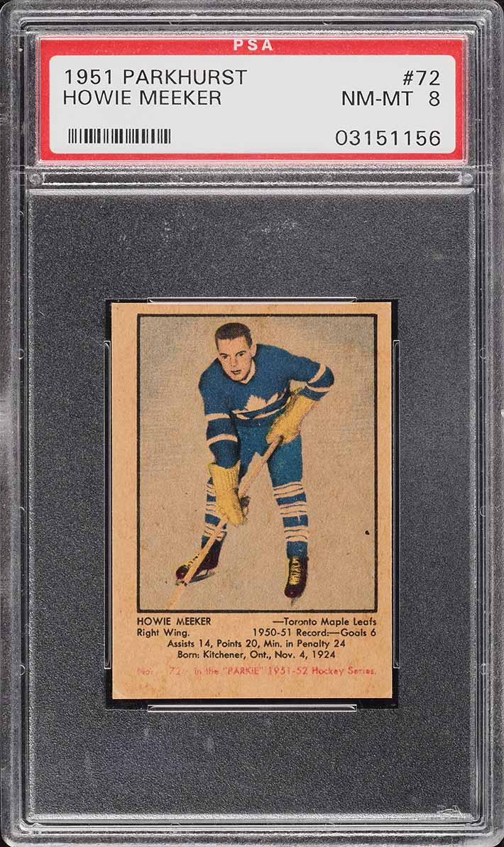 1951 Parkhurst Howie Meeker ROOKIE #72 PSA 8 NM-MT