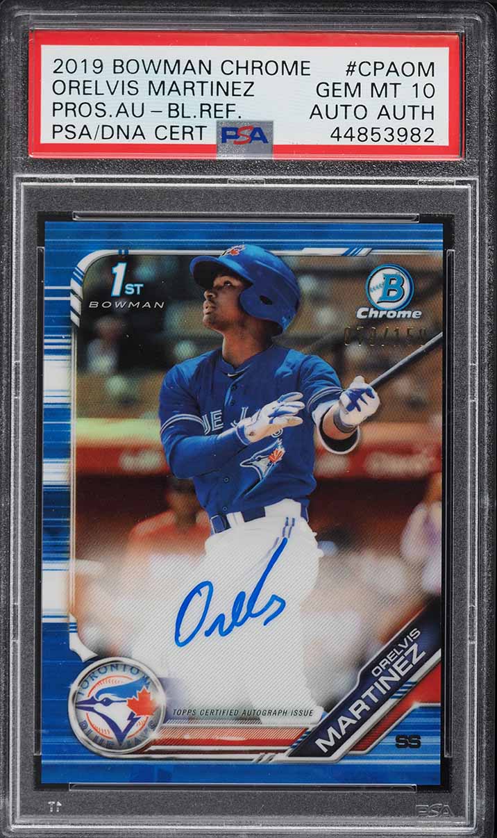 2019 Bowman Chrome Blue Refractor Orelvis Martinez RC AUTO /150 #CPA-OM PSA 10