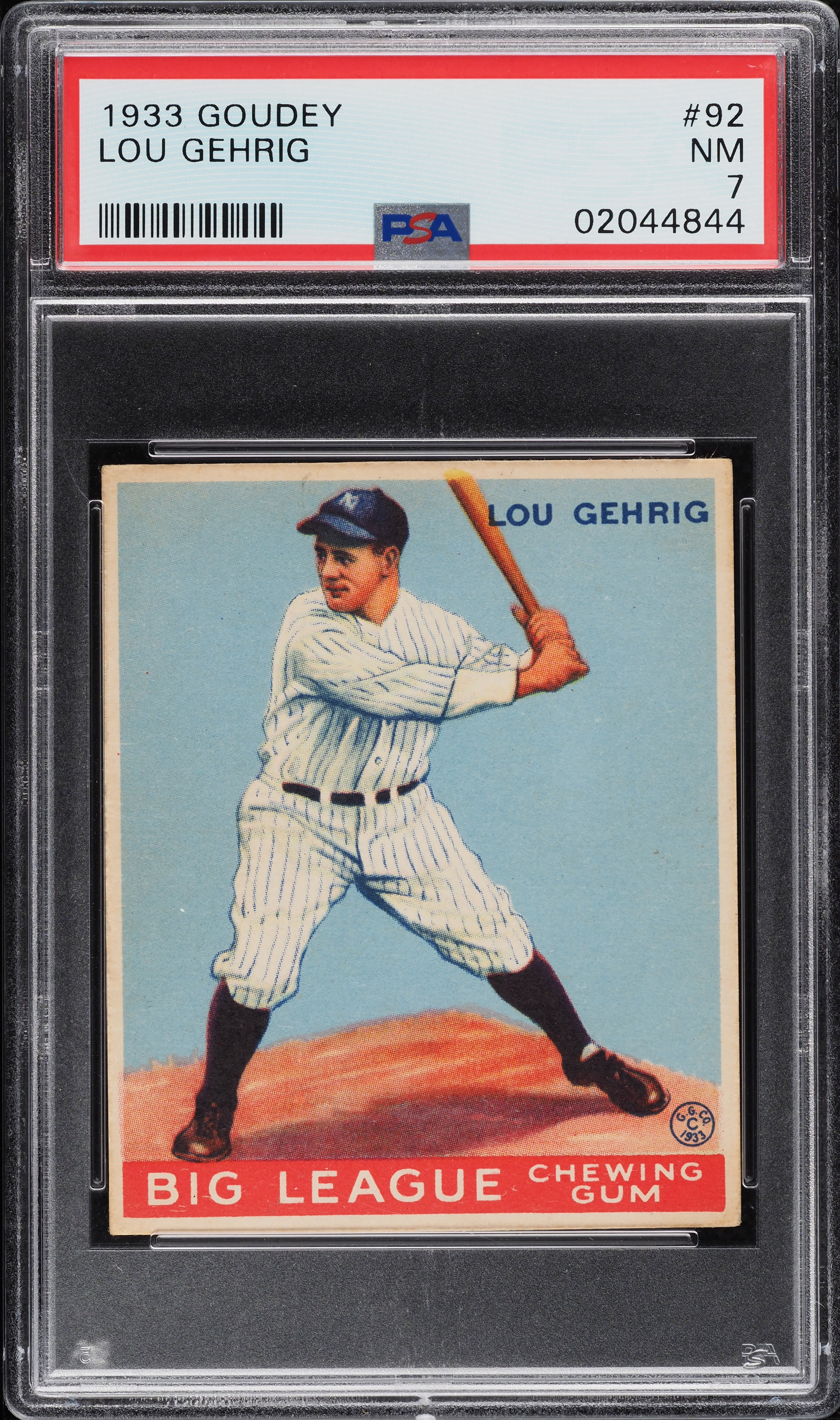 1933 Goudey Lou Gehrig #92 PSA 7 NRMT (PWCC-A)