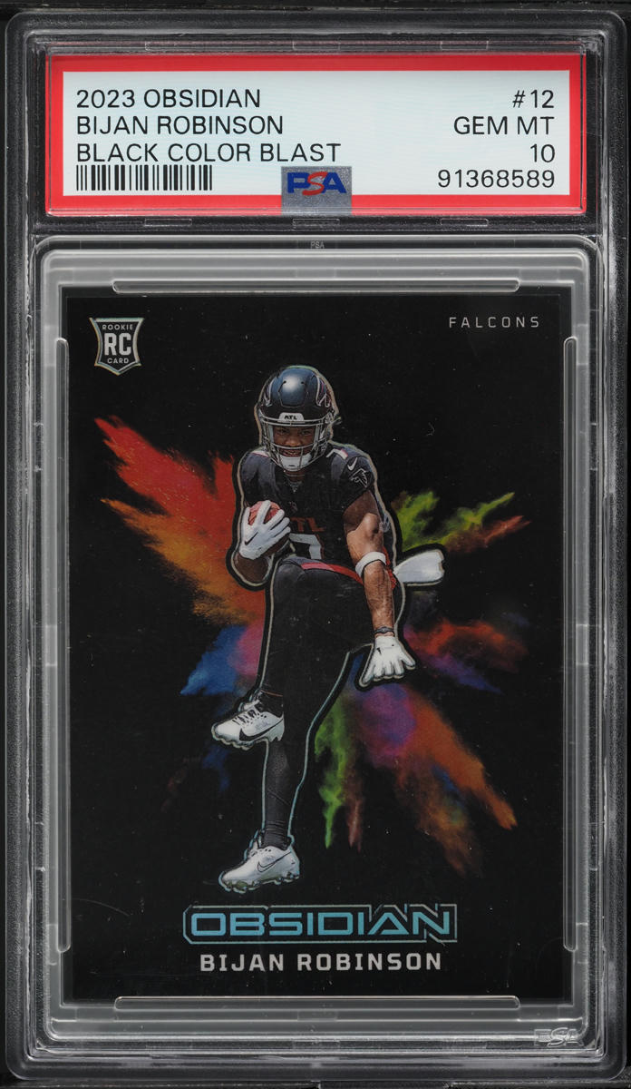 2023 Panini Obsidian Black Colorblast Bijan Robinson ROOKIE #12 PSA 10 GEM MINT